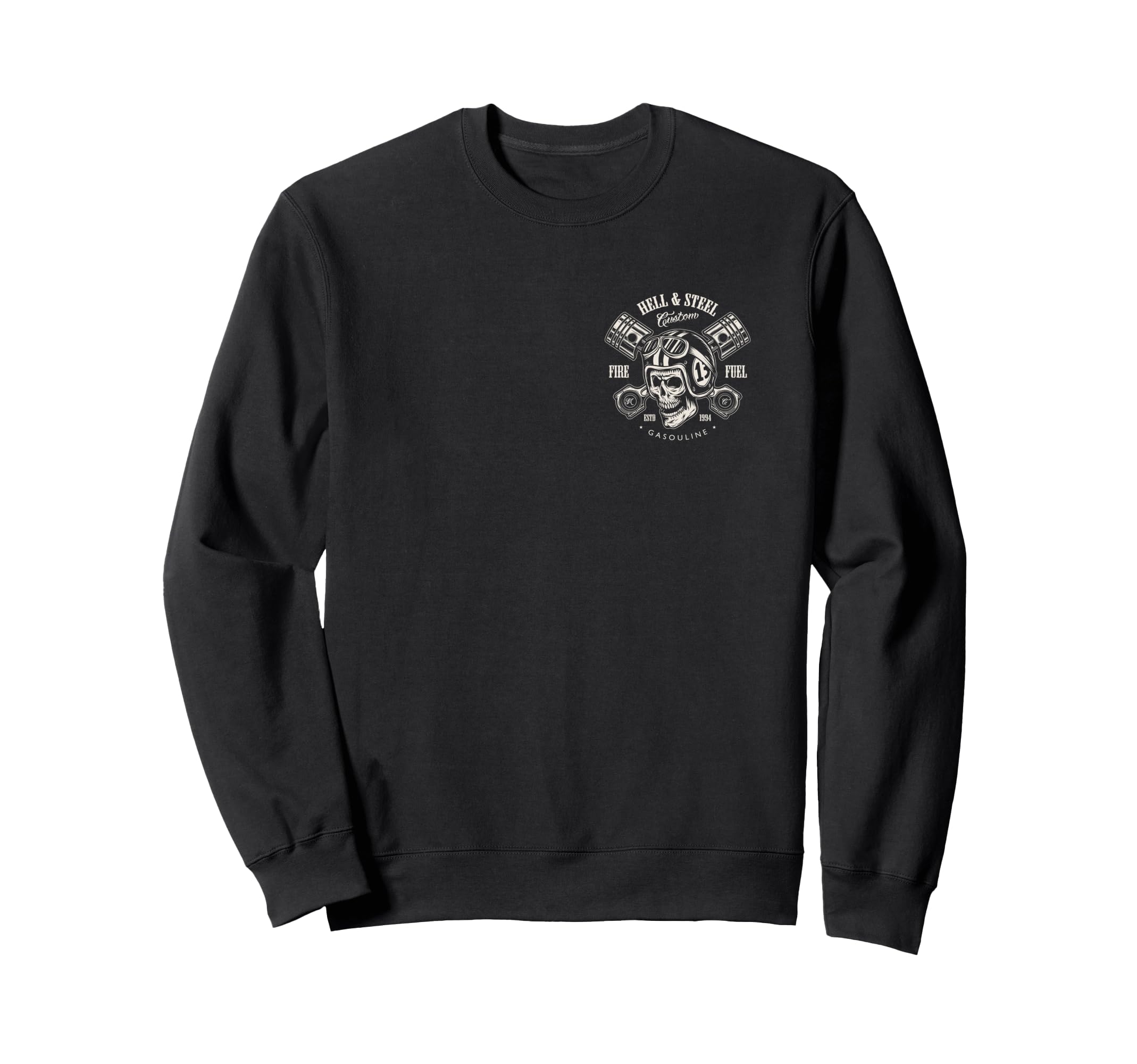 2 Sided Hell And Steel Skull Sweatshirt - Minimalist Print Men Women - T-Shirt, Sweatshirt, Hoodie