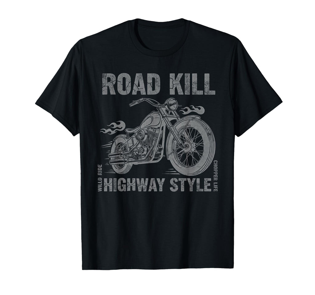 Chopper Motorcycle Road Kill Highway T-Shirt - Trendy Graphic for Adults - T-Shirt, Sweatshirt, Hoodie