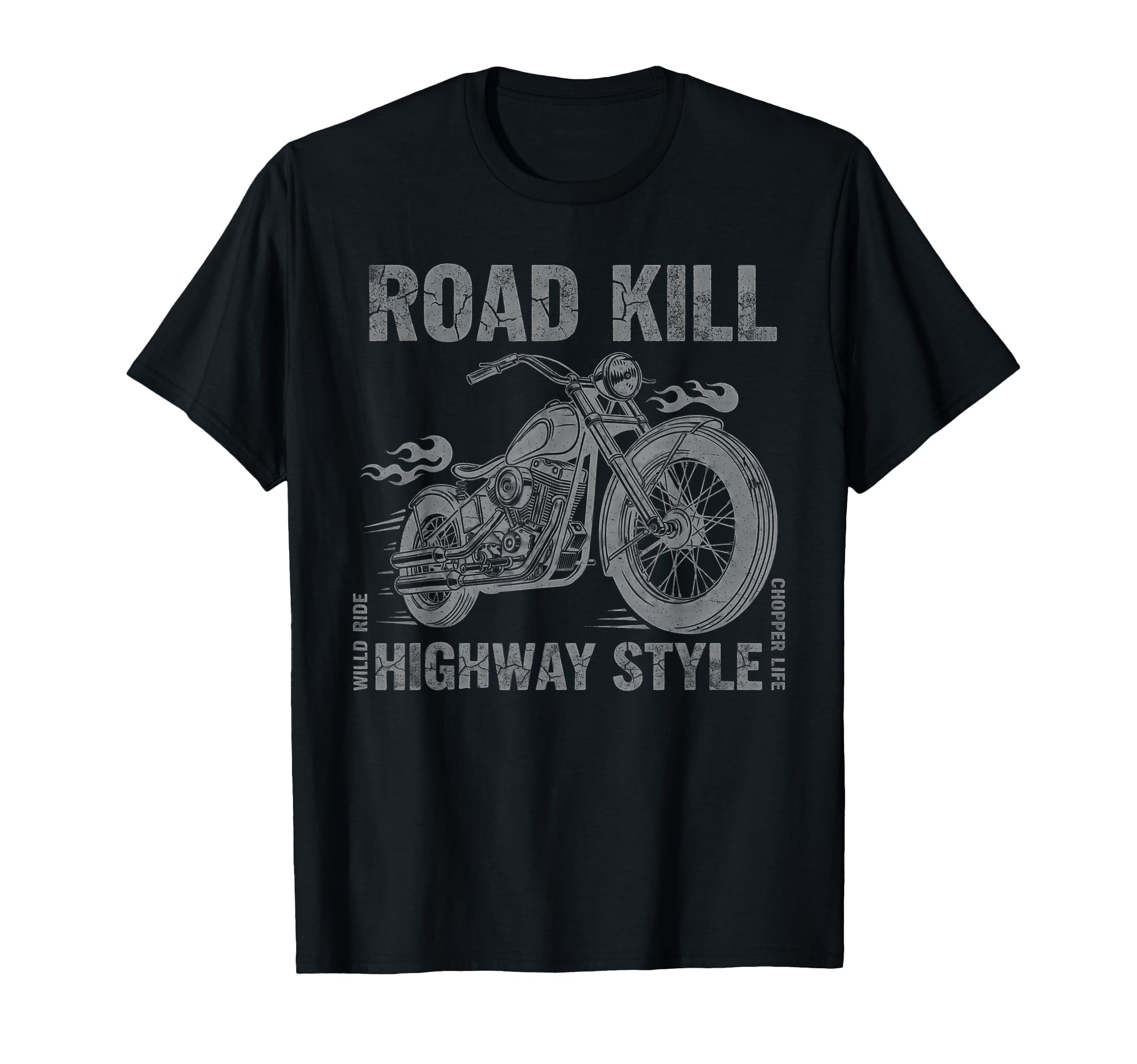 Chopper Motorcycle Road Kill Highway T-Shirt - Trendy Graphic for Adults - T-Shirt, Sweatshirt, Hoodie