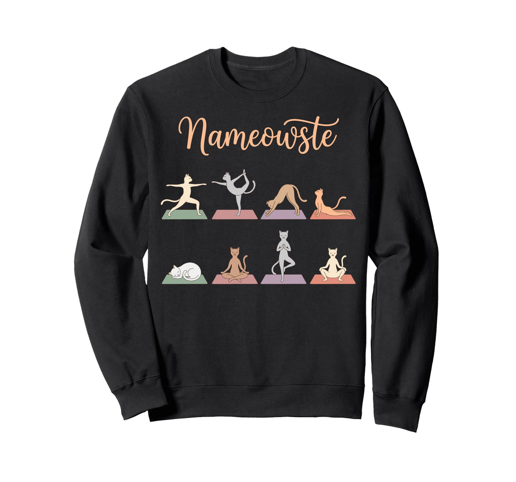Funny Nameowste Cats Yoga Meditation Sweatshirt - Unique Graphic Men Women - T-Shirt, Sweatshirt, Hoodie