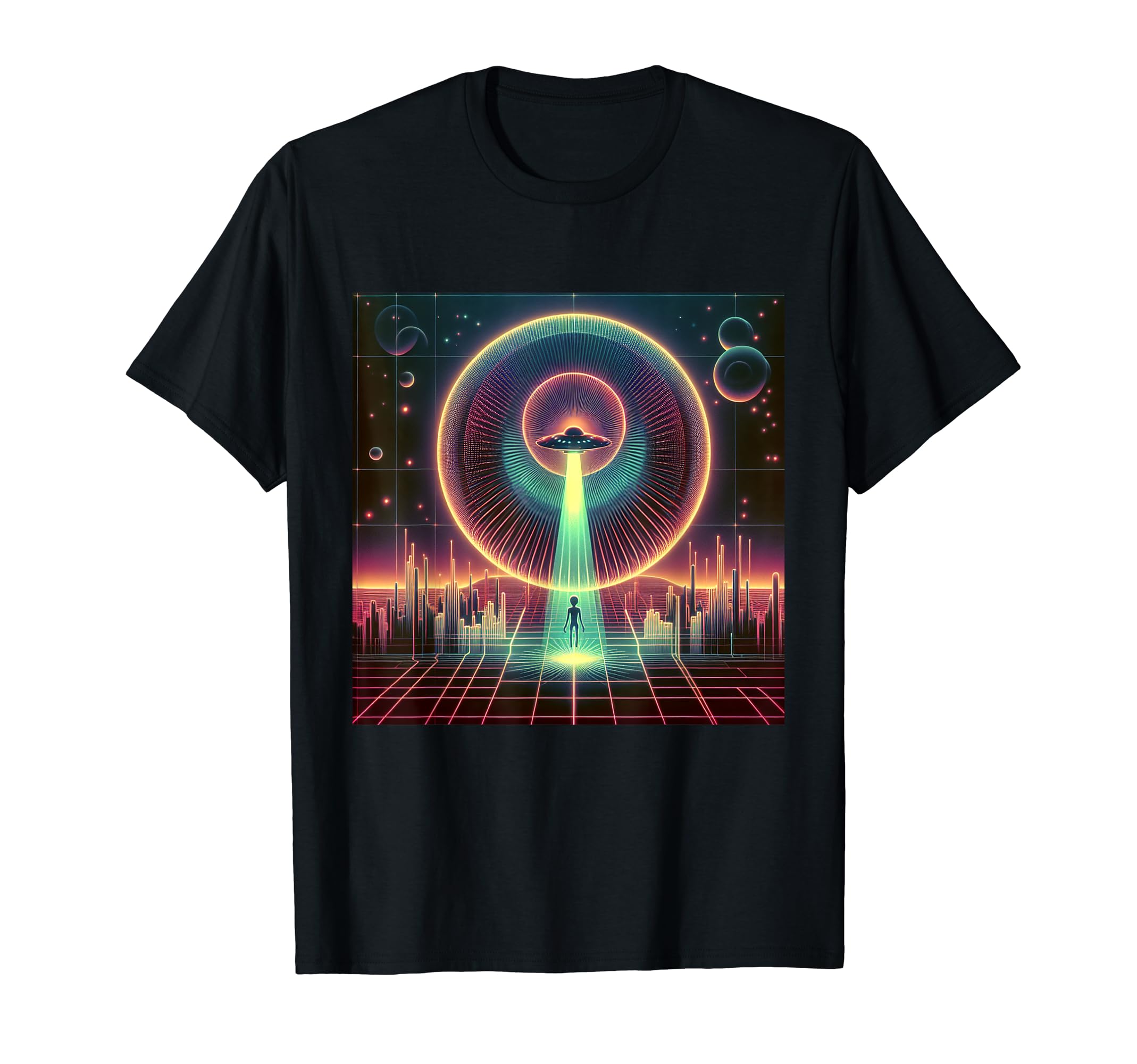 Synthwave Vaporwave Spaceship 80S T-Shirt - Graphic Print for Adults - T-Shirt, Sweatshirt, Hoodie