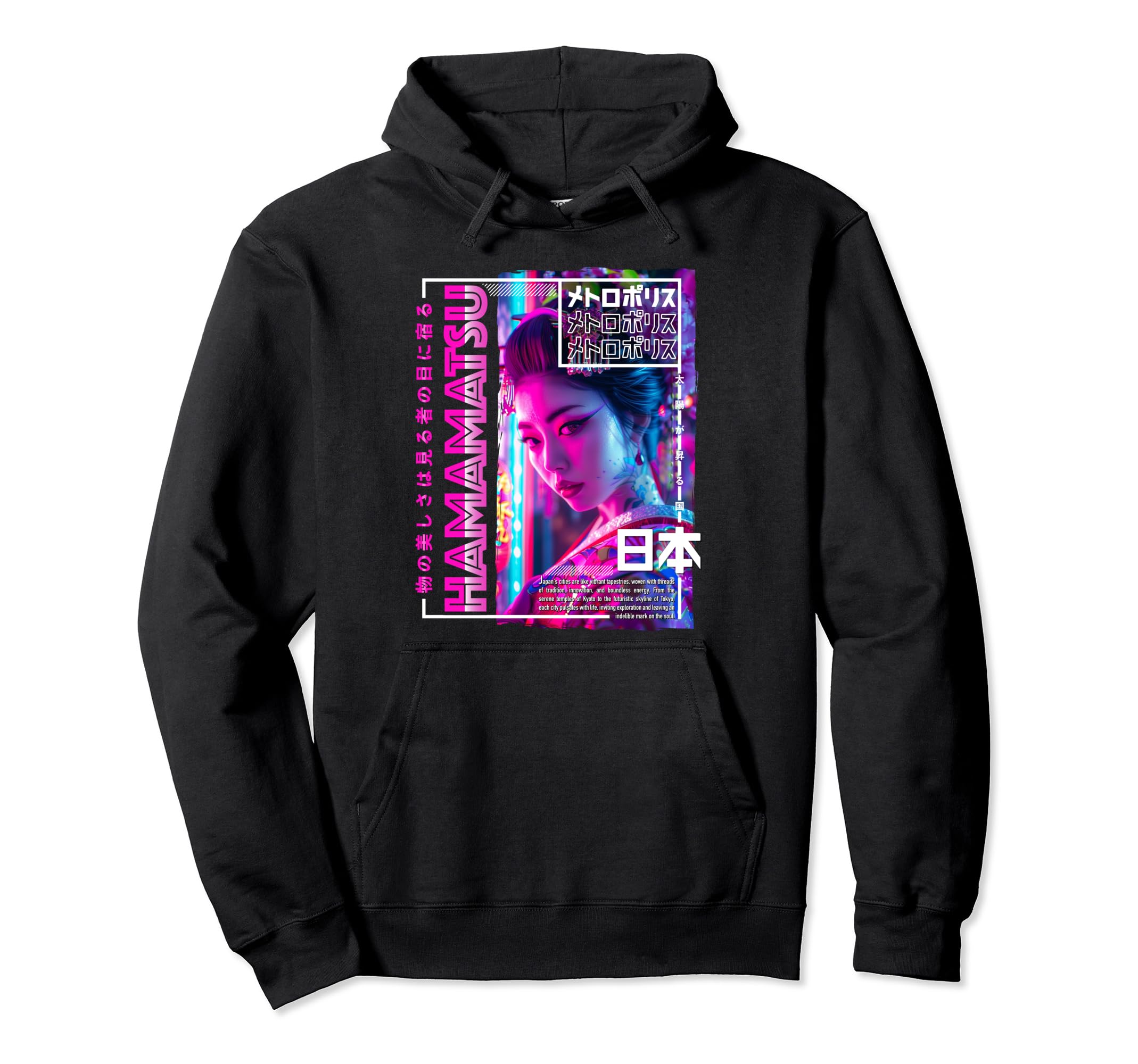 Hamamatsu City 80S Synthwave Hoodie - Casual Everyday Wear Men Women - T-Shirt, Sweatshirt, Hoodie