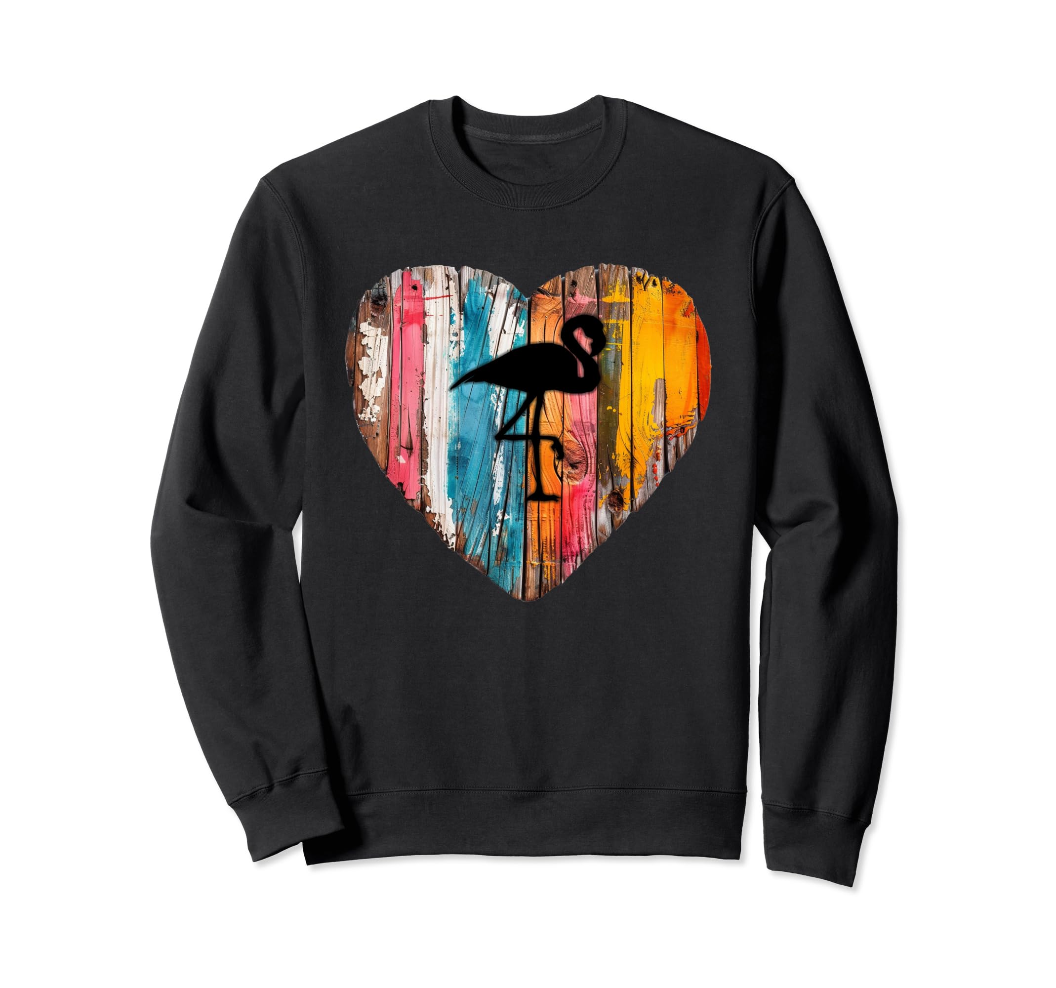 Nature Wooden Heart Flamingo Sweatshirt - Minimalist Print Men Women - T-Shirt, Sweatshirt, Hoodie
