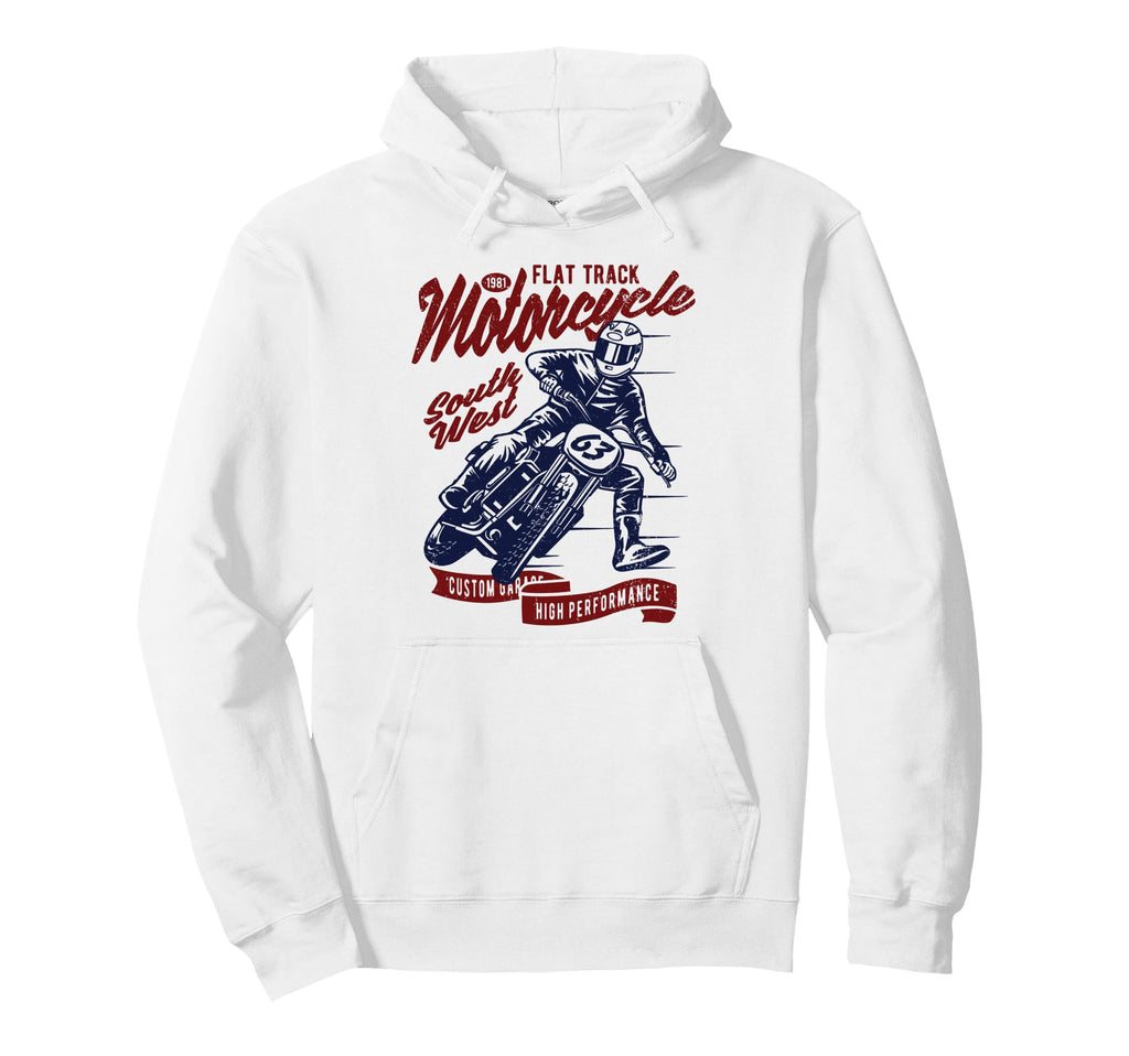 Flat Track Motorcycle Race Hoodie - Minimalist Print Unisex - T-Shirt, Sweatshirt, Hoodie