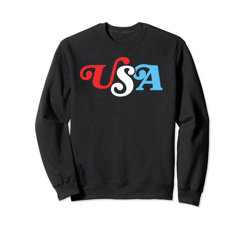 Usa Typography Patriotic 4Th July 80S Sweatshirt - Aesthetic Graphic Unisex - T-Shirt, Sweatshirt, Hoodie