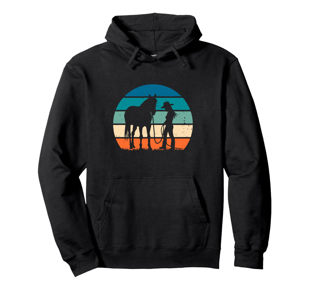 Cowgirl Horse Sunset Western Country Hoodie - Minimalist Print Men Women - T-Shirt, Sweatshirt, Hoodie