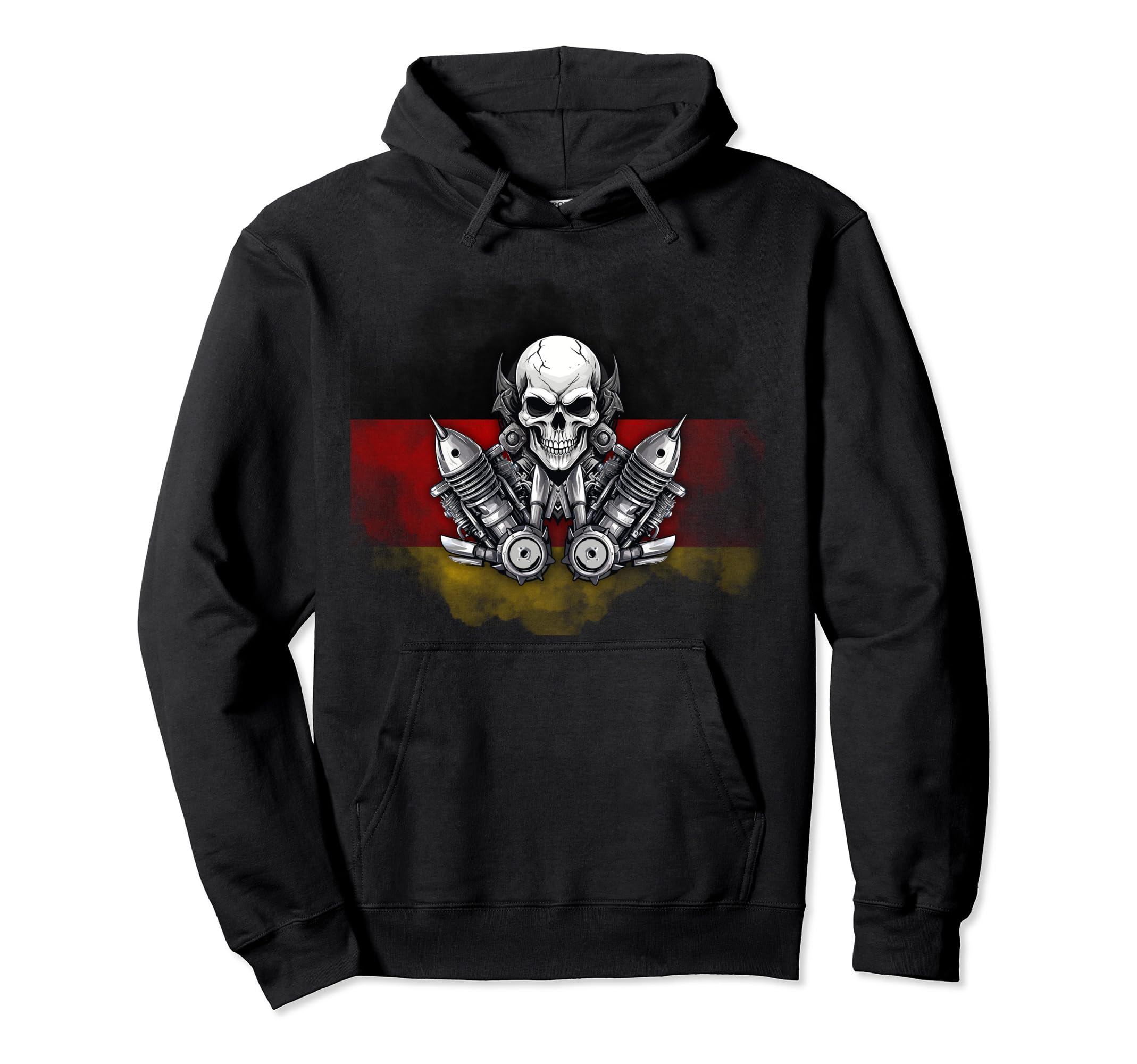 Germany Patriotic Motorcycle Skull Hoodie - Casual Everyday Wear Men Women - T-Shirt, Sweatshirt, Hoodie