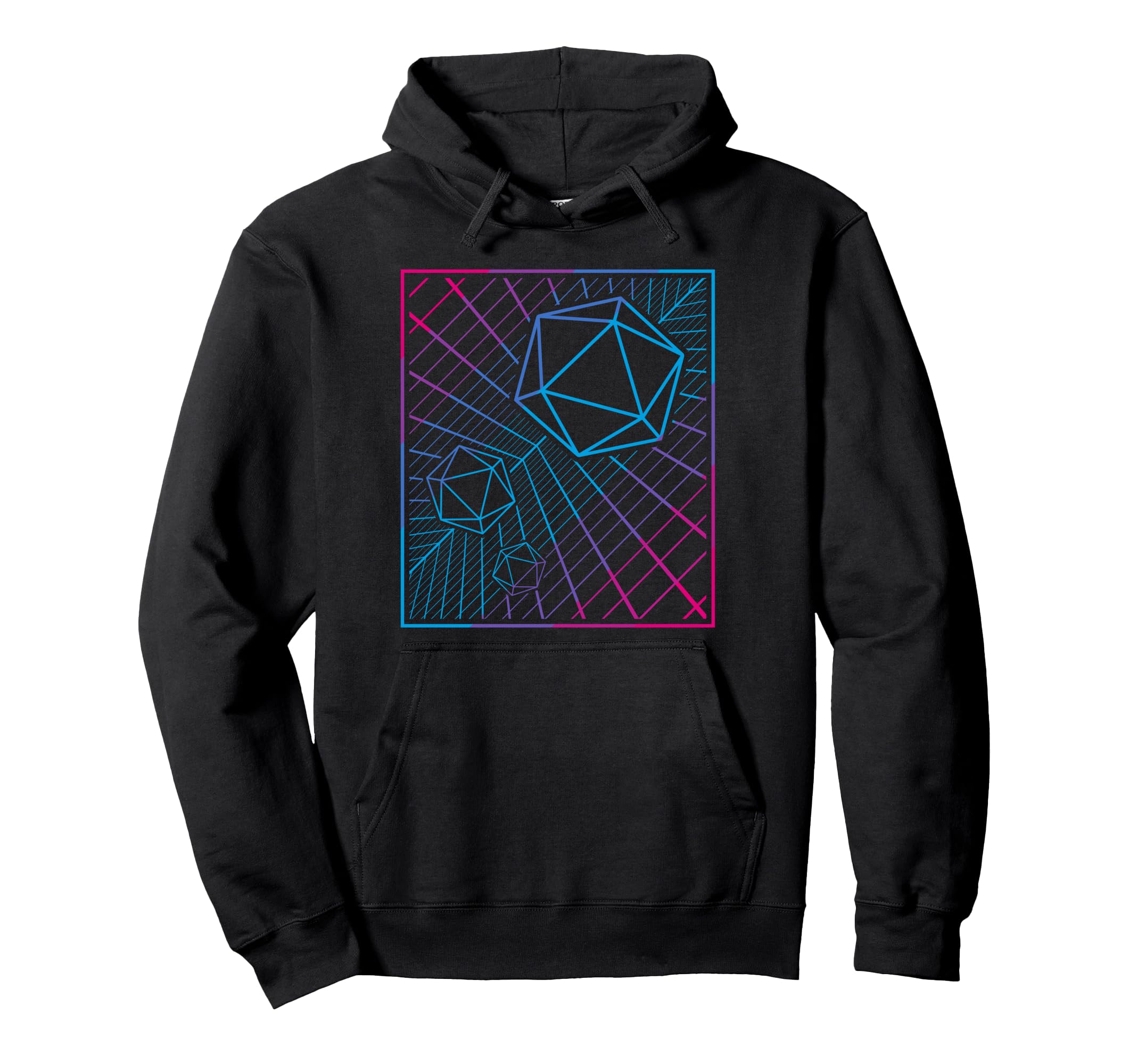 D20 Dice Synthwave 80S Ttrpg Hoodie - Aesthetic Graphic Men Women - T-Shirt, Sweatshirt, Hoodie