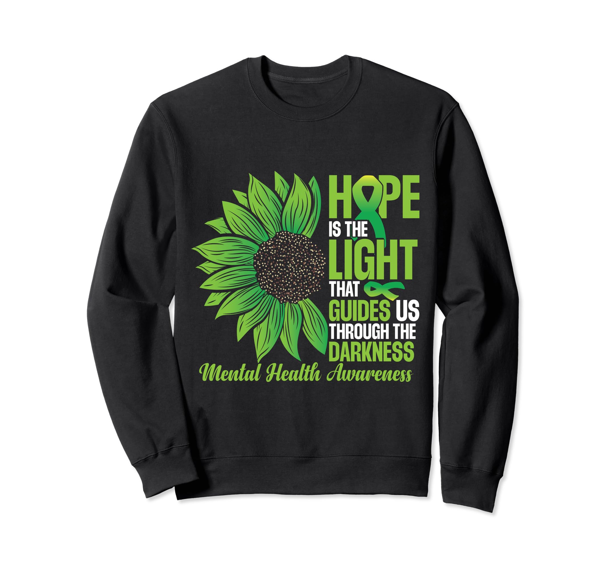 Green Ribbon Mental Health Sweatshirt - Aesthetic Graphic for Adults - T-Shirt, Sweatshirt, Hoodie