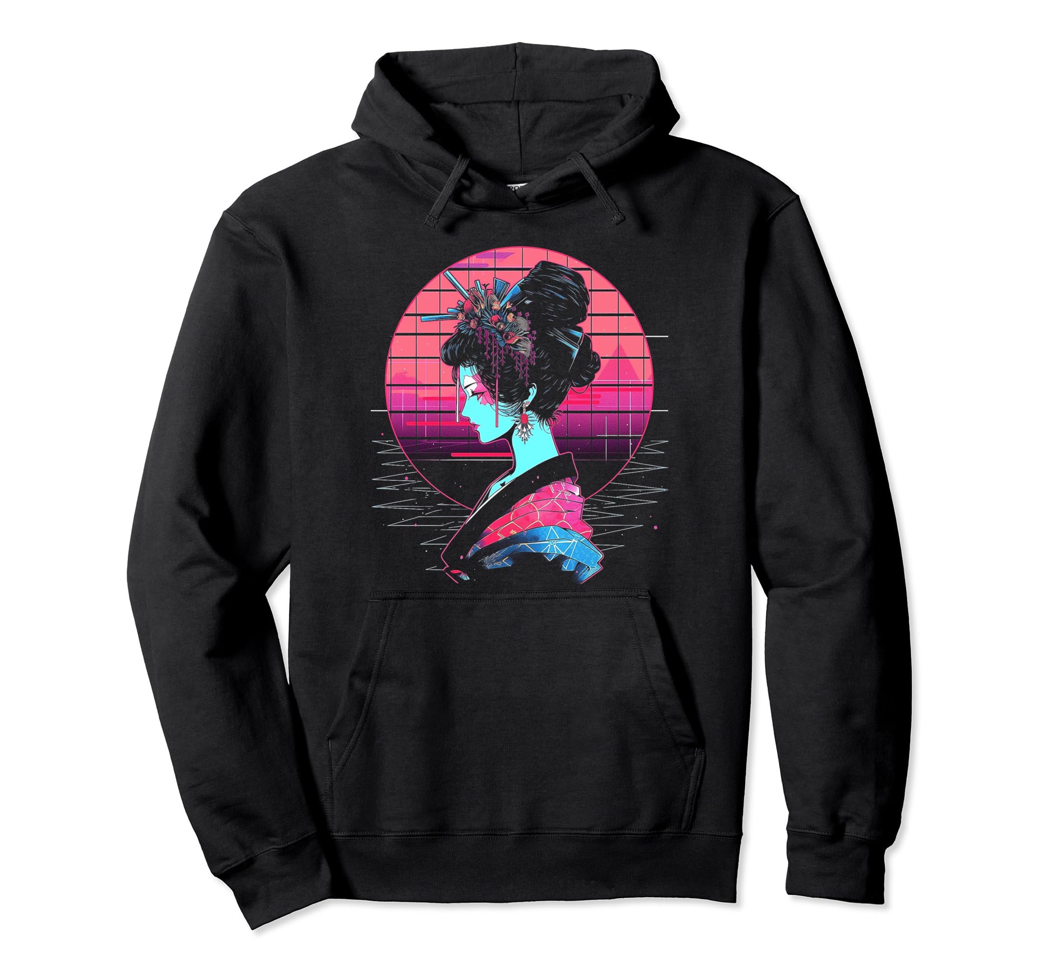 Vaporwave Geisha 80S Synthwave 32 Hoodie - Casual Everyday Wear Unisex - T-Shirt, Sweatshirt, Hoodie