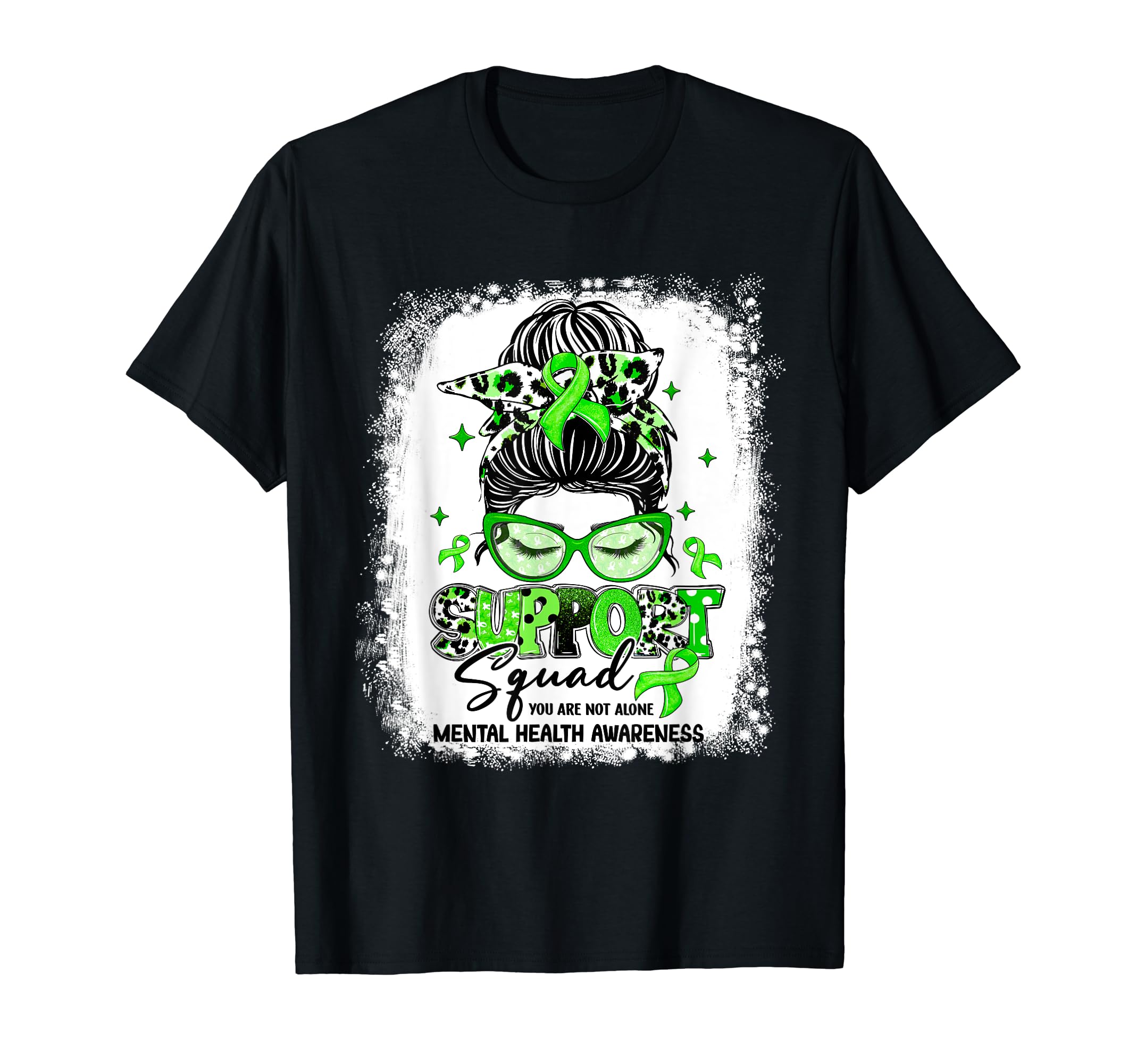 Warrior Leopard Messy Bun Mental Health T-Shirt - Graphic Print for Adults - T-Shirt, Sweatshirt, Hoodie