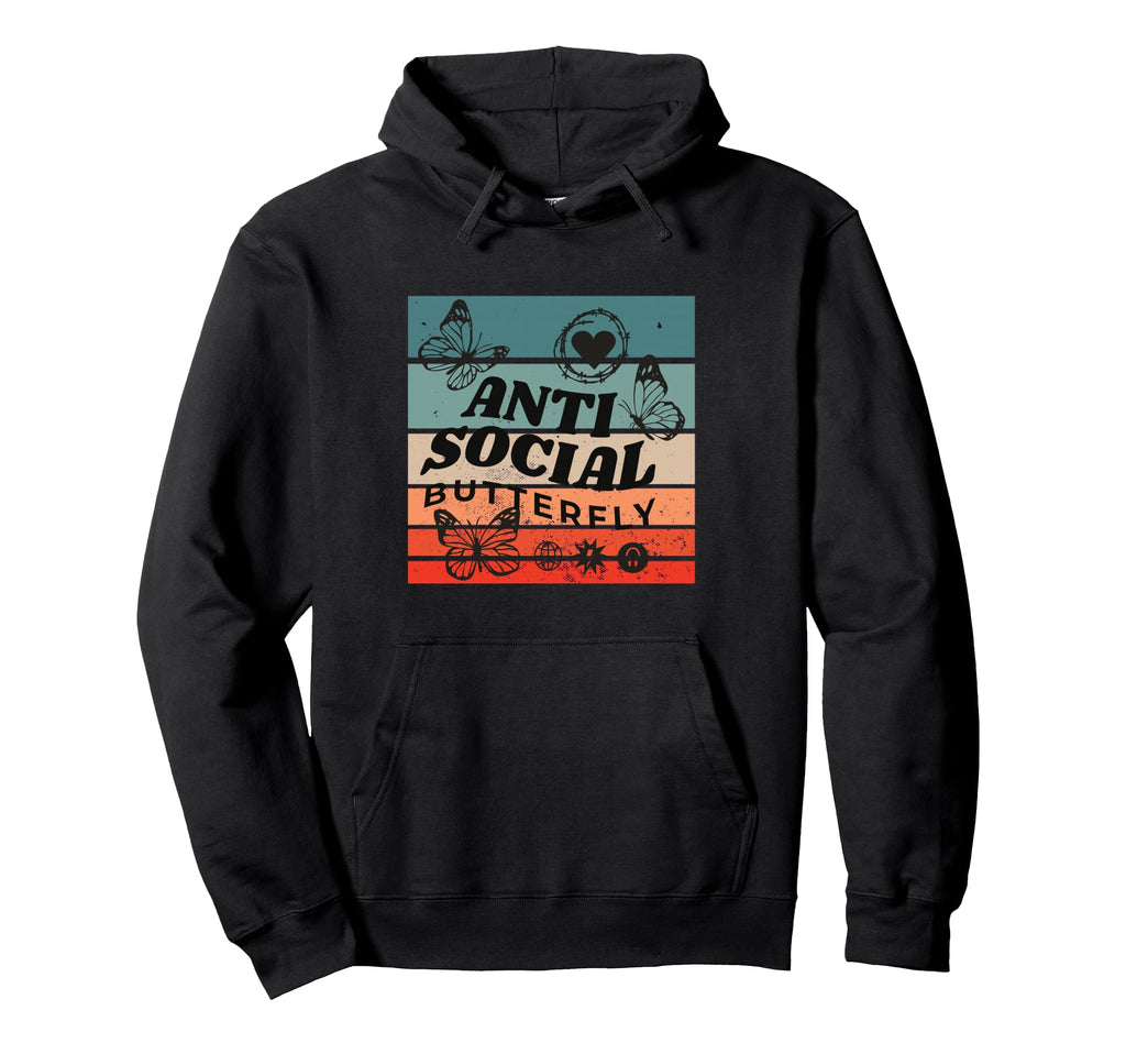 Anti Social Butterfly Barbed Wire Heart Hoodie - Novelty Apparel Men Women - T-Shirt, Sweatshirt, Hoodie