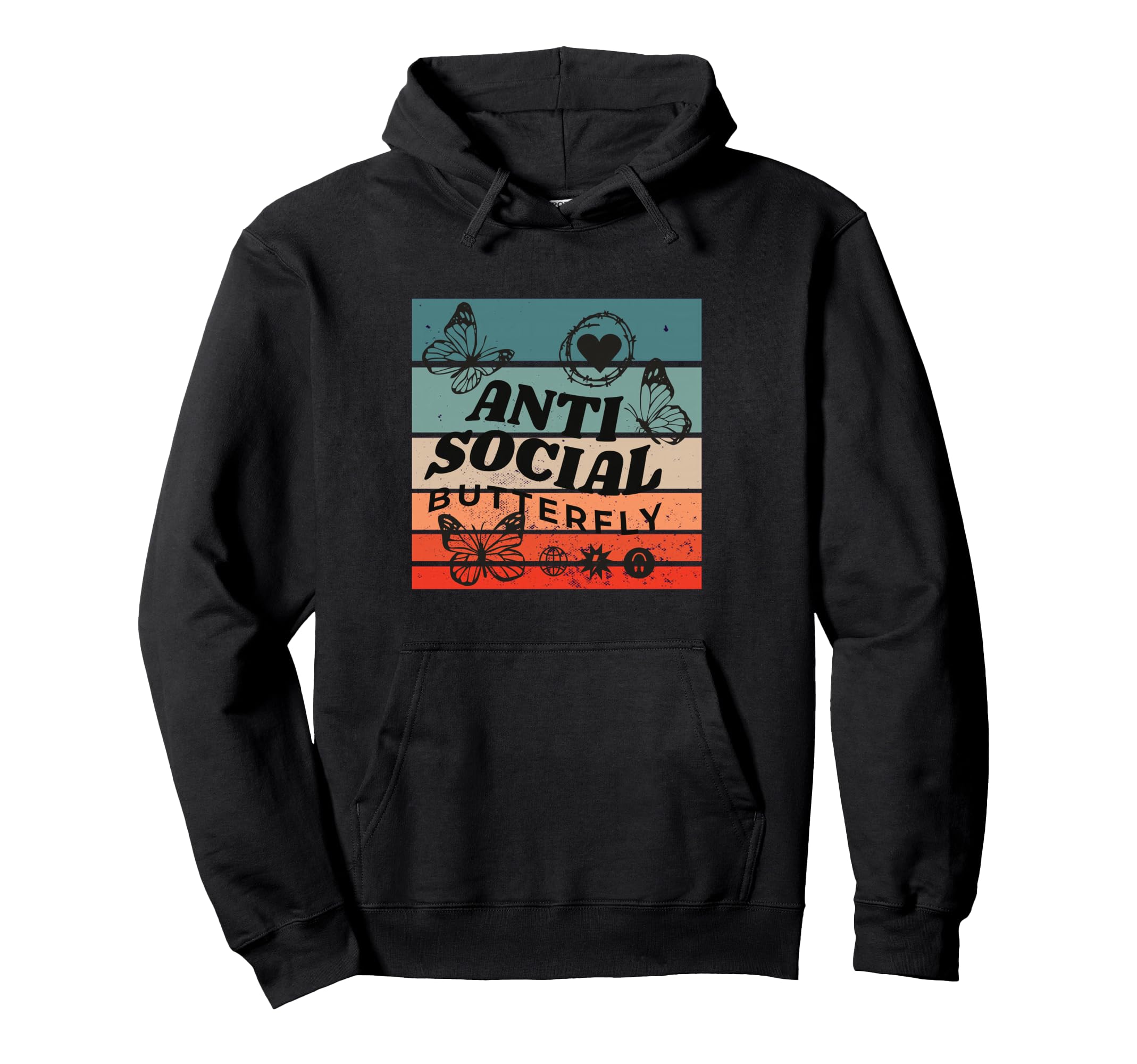 Anti Social Butterfly Barbed Wire Heart Hoodie - Novelty Apparel Men Women - T-Shirt, Sweatshirt, Hoodie