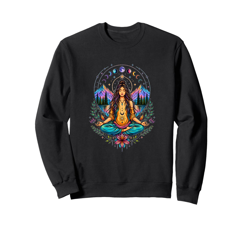 Boho Moon Phases Meditation Sweatshirt - Casual Everyday Wear for Adults - T-Shirt, Sweatshirt, Hoodie