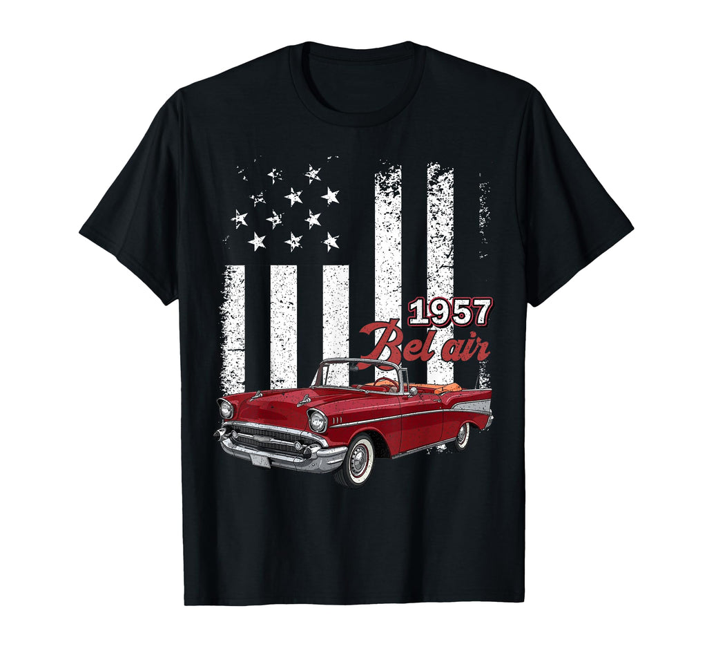 1957 57 Bel Air American Flag T-Shirt - Casual Everyday Wear for Adults - T-Shirt, Sweatshirt, Hoodie
