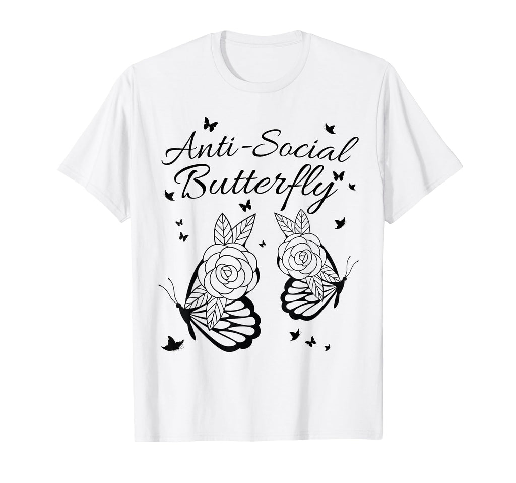 Anti Social Butterfly Simple Asymmetrical T-Shirt - Novelty Apparel Unisex - T-Shirt, Sweatshirt, Hoodie