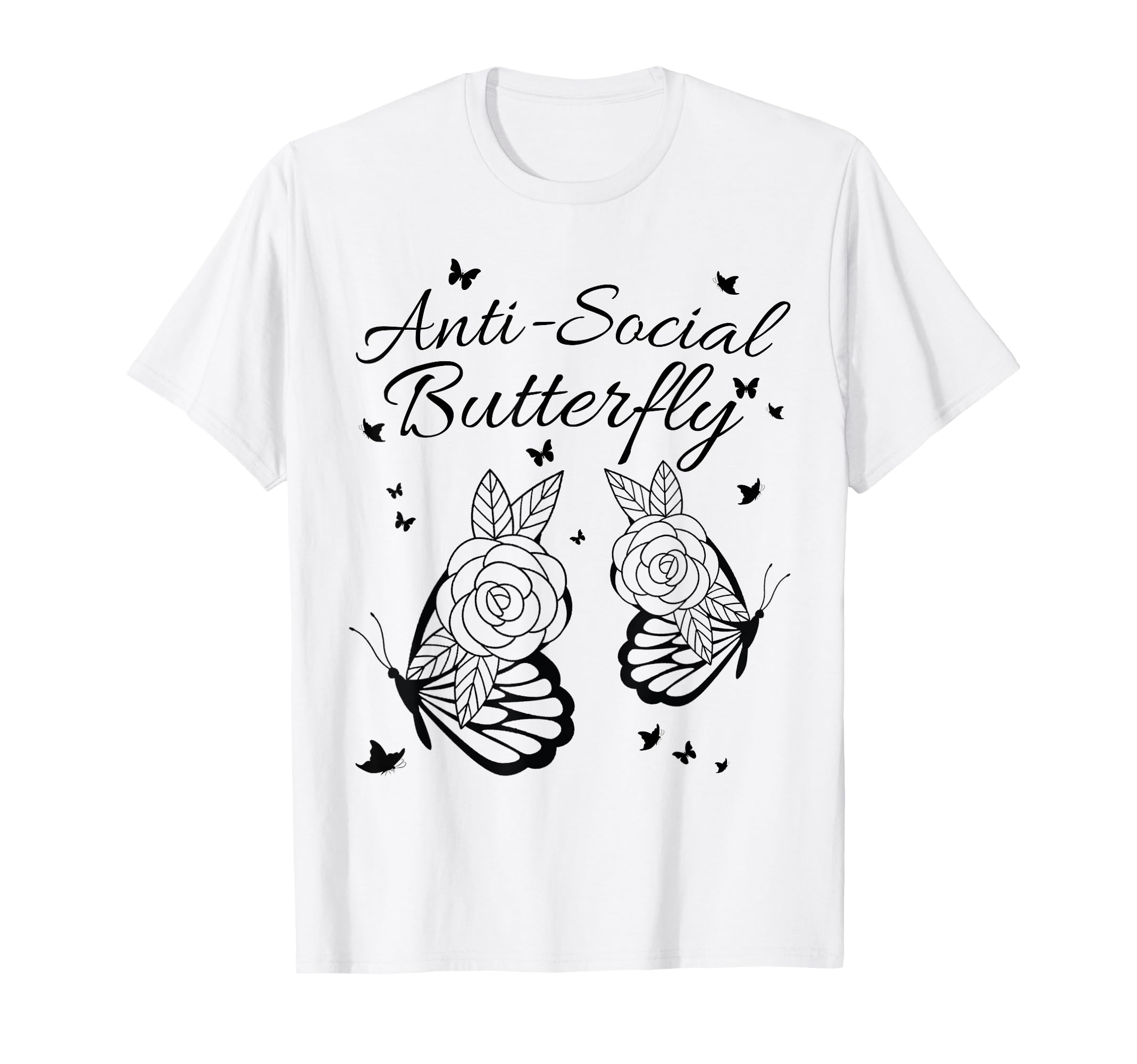 Anti Social Butterfly Simple Asymmetrical T-Shirt - Novelty Apparel Unisex - T-Shirt, Sweatshirt, Hoodie