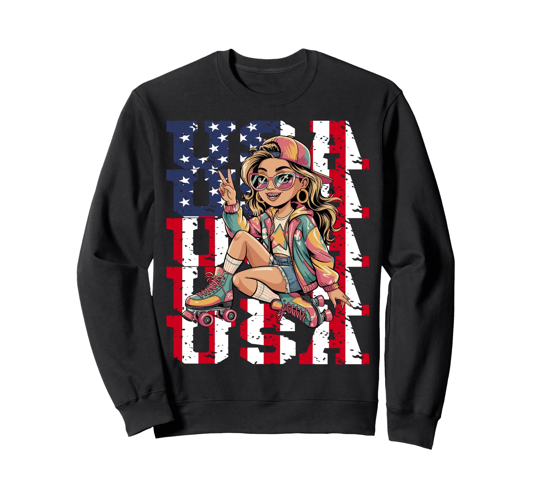 Usa Roller Peace Vibe Sweatshirt - Graphic Print for Adults - T-Shirt, Sweatshirt, Hoodie