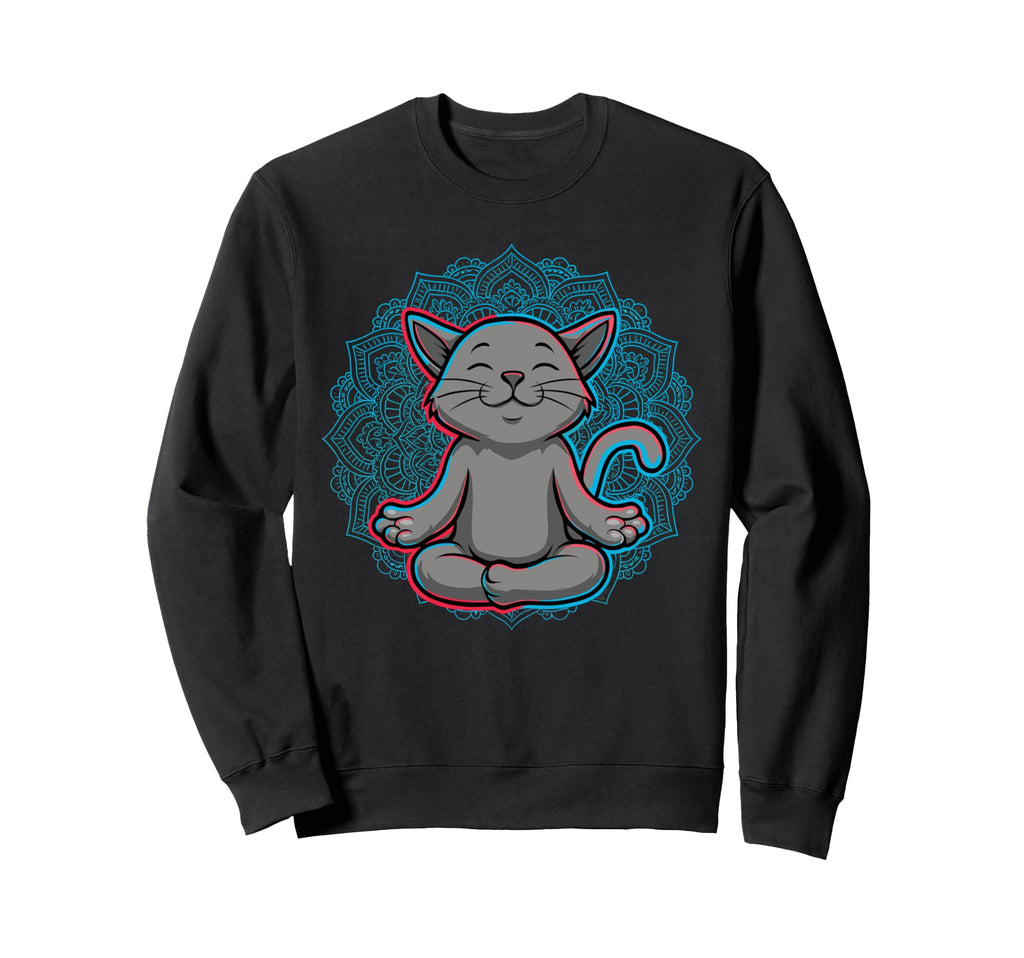 Zen Cat Meditation Mandala Art Sweatshirt - Trendy Graphic Unisex - T-Shirt, Sweatshirt, Hoodie
