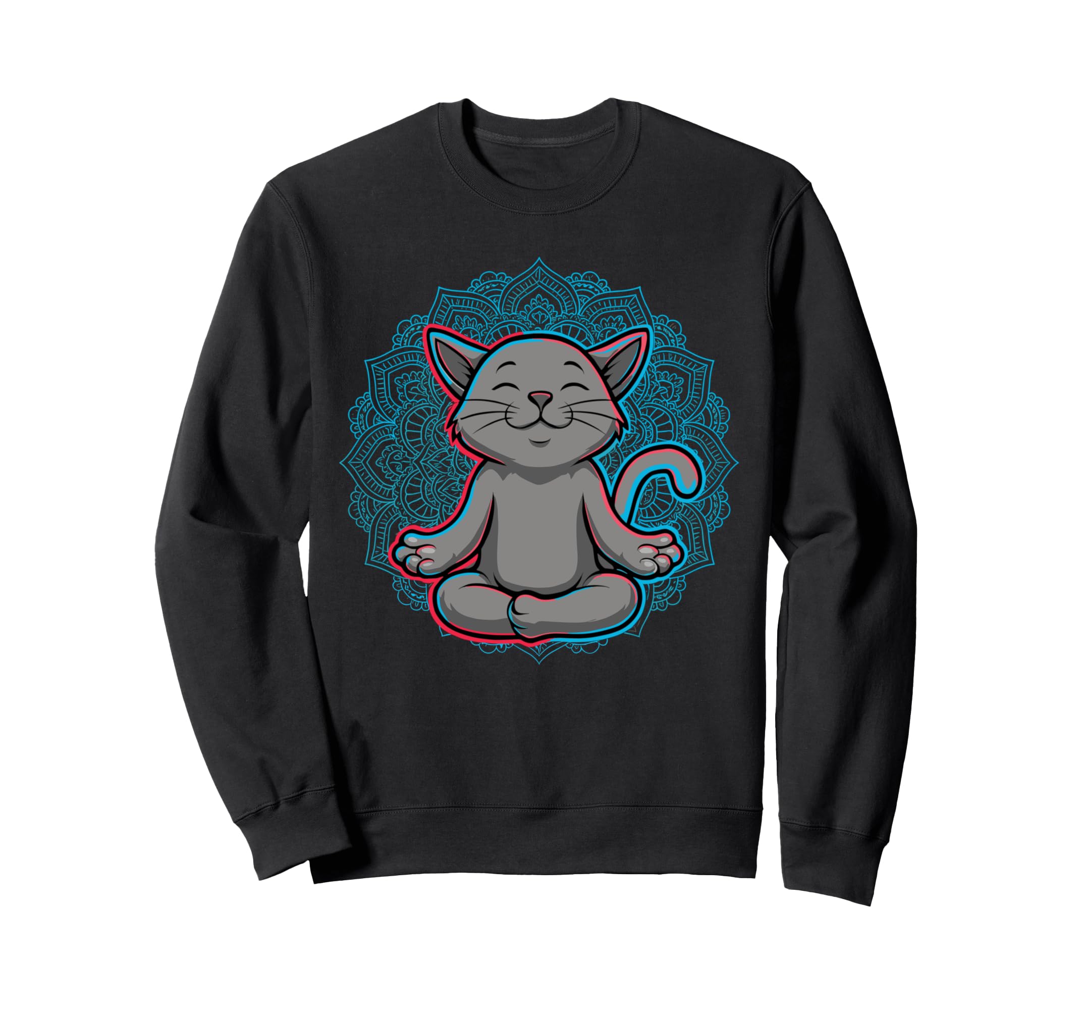 Zen Cat Meditation Mandala Art Sweatshirt - Trendy Graphic Unisex - T-Shirt, Sweatshirt, Hoodie