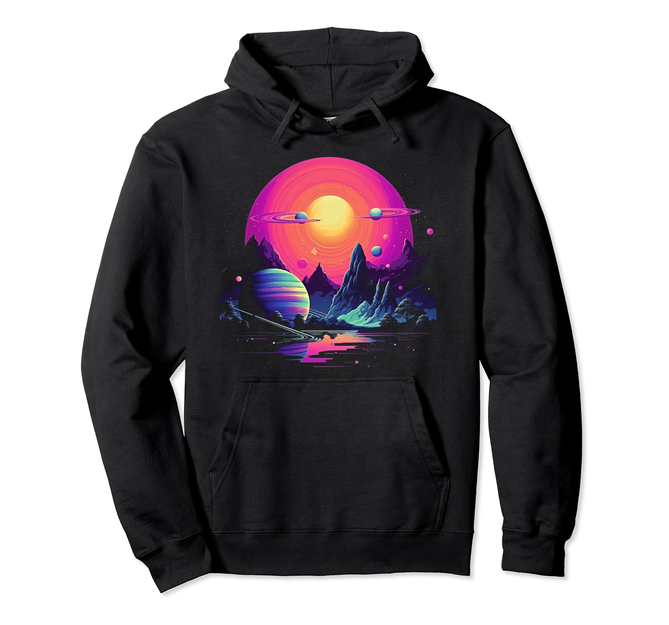 Vaporwave Solar System 80S Synthwave Hoodie - Unique Graphic for Adults - T-Shirt, Sweatshirt, Hoodie