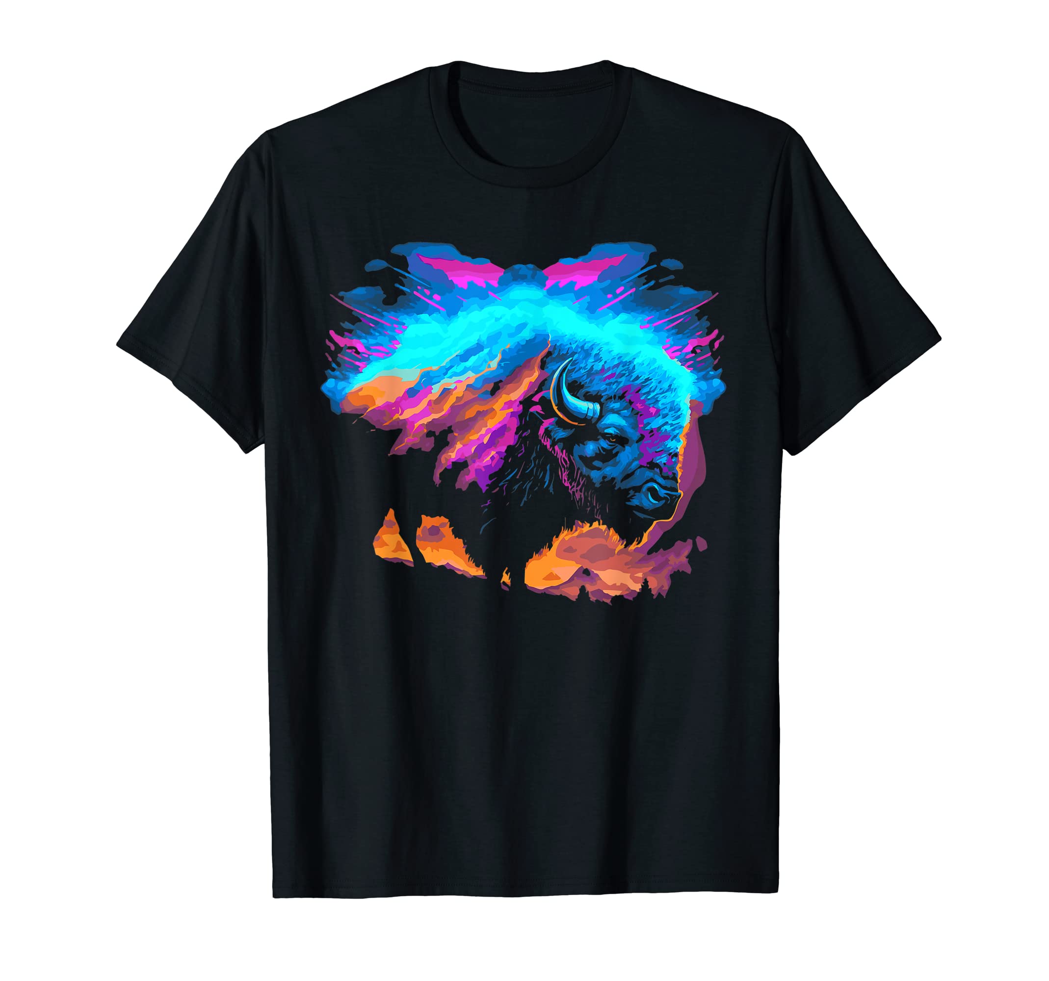 Vaporwave Synthwave Bison American T-Shirt - Trendy Graphic for Adults - T-Shirt, Sweatshirt, Hoodie