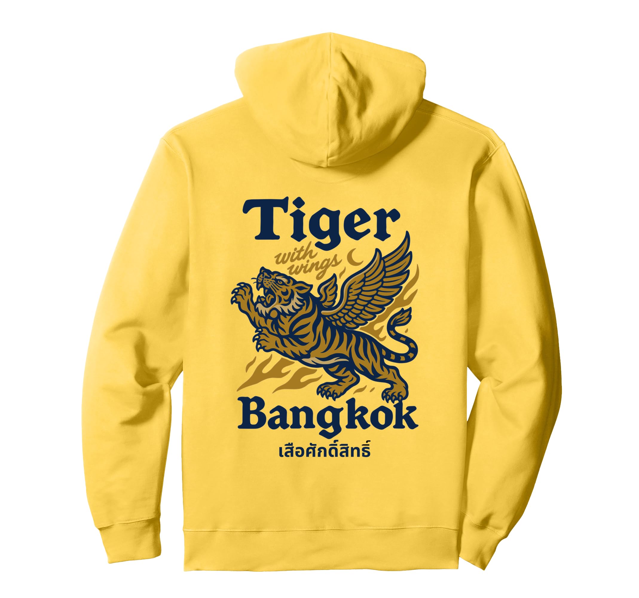 Flying Sacred Tiger Illustration Bangkok Hoodie - Unique Graphic Unisex - T-Shirt, Sweatshirt, Hoodie