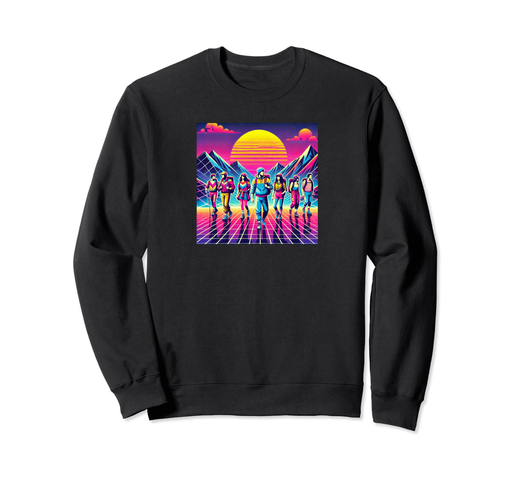 Colorful Synthwave 80S Hiking Sweatshirt - Novelty Apparel for Adults - T-Shirt, Sweatshirt, Hoodie