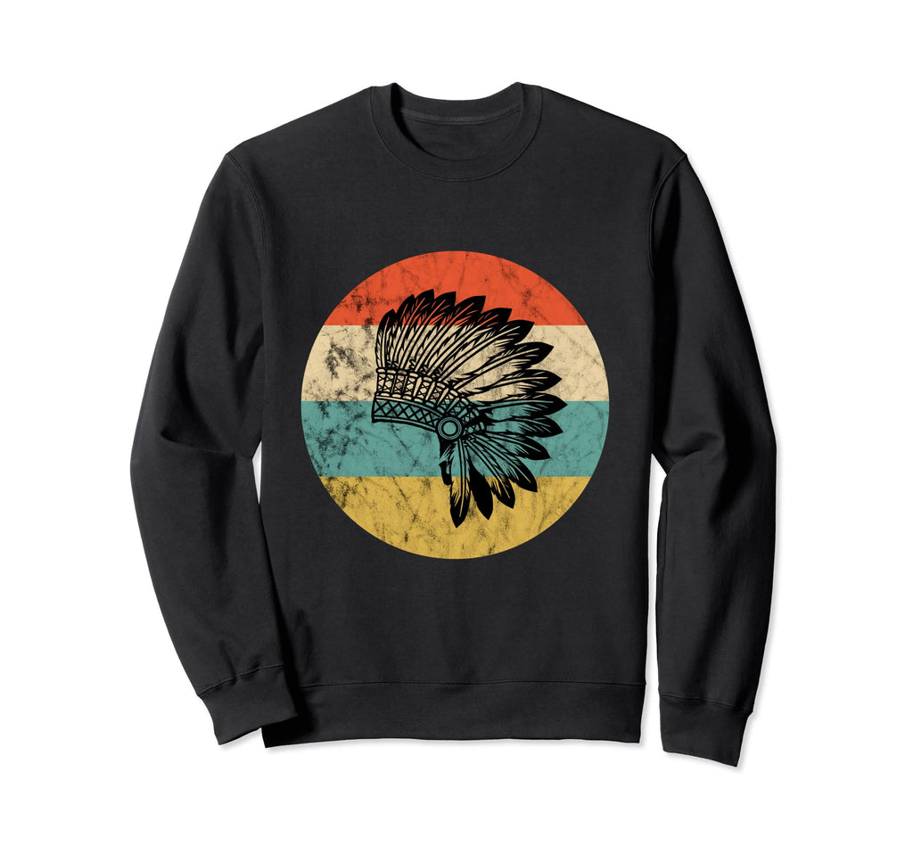 Native American Feather Headdress Sweatshirt - Trendy Graphic Men Women - T-Shirt, Sweatshirt, Hoodie