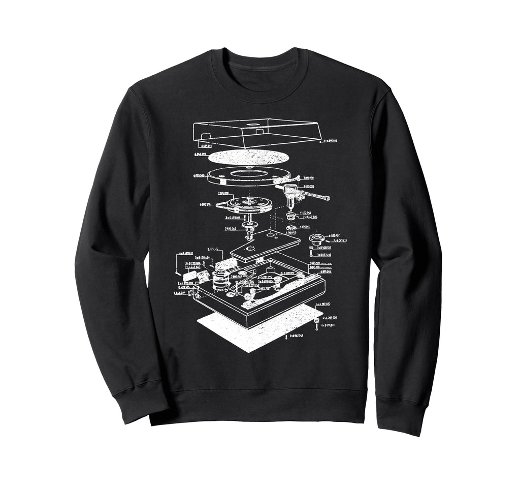 Blueprint Phonograph Vinyl Player Chart Sweatshirt - Unique Graphic Unisex - T-Shirt, Sweatshirt, Hoodie