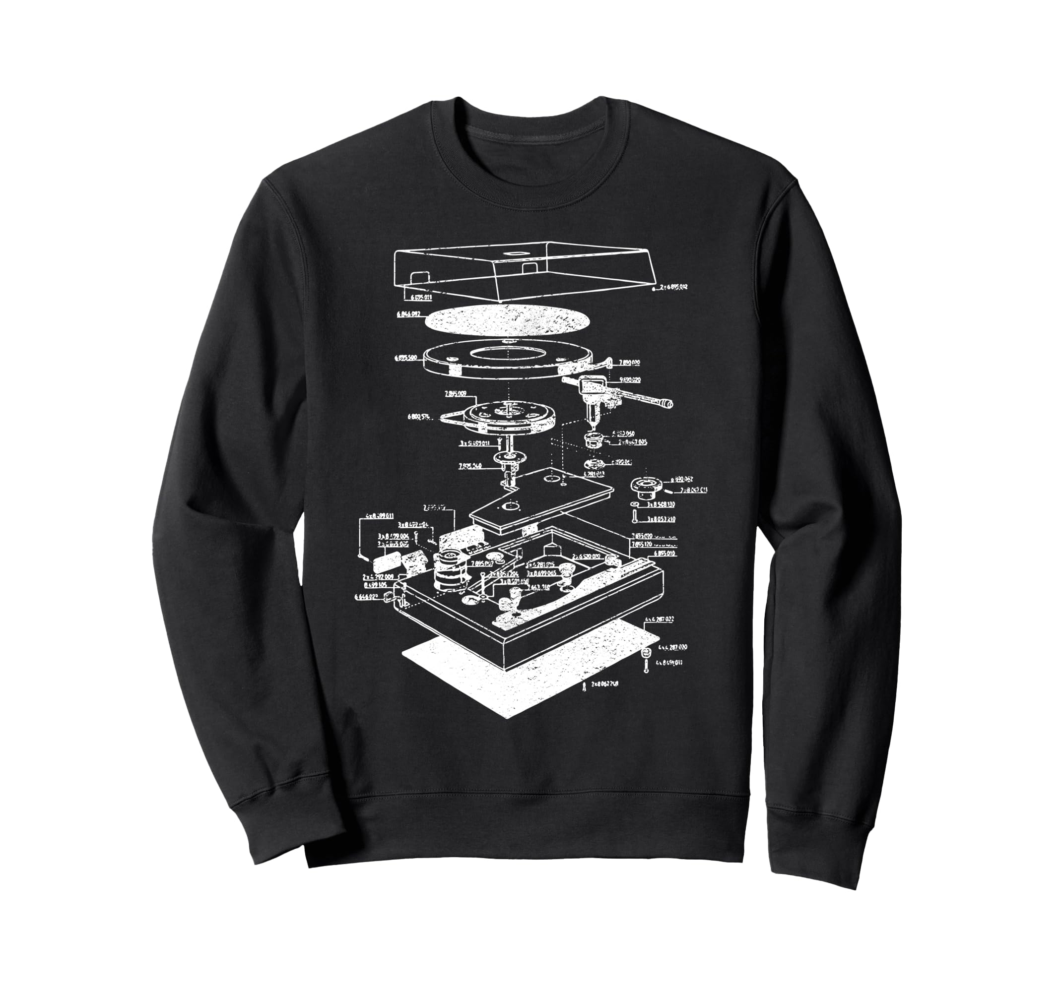 Blueprint Phonograph Vinyl Player Chart Sweatshirt - Unique Graphic Unisex - T-Shirt, Sweatshirt, Hoodie