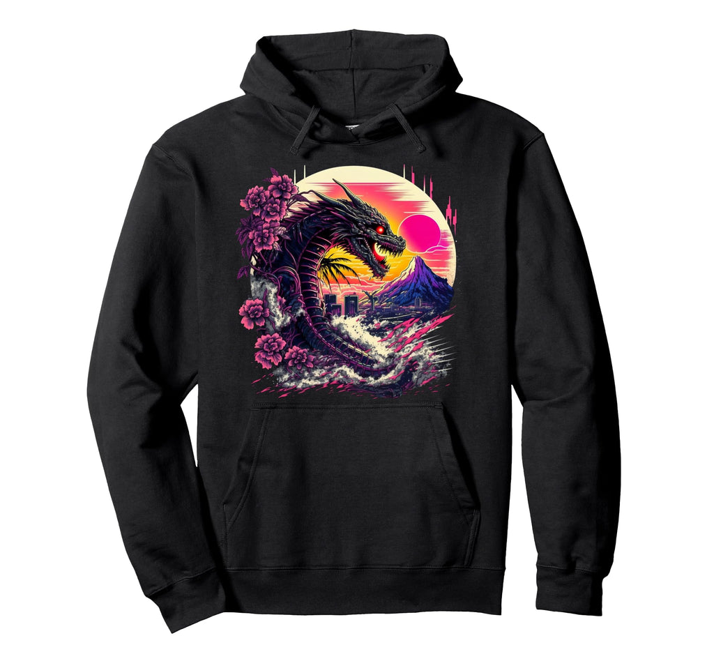 Dragon Vaporwave Synthwave 80S Hoodie - Trendy Graphic Unisex - T-Shirt, Sweatshirt, Hoodie