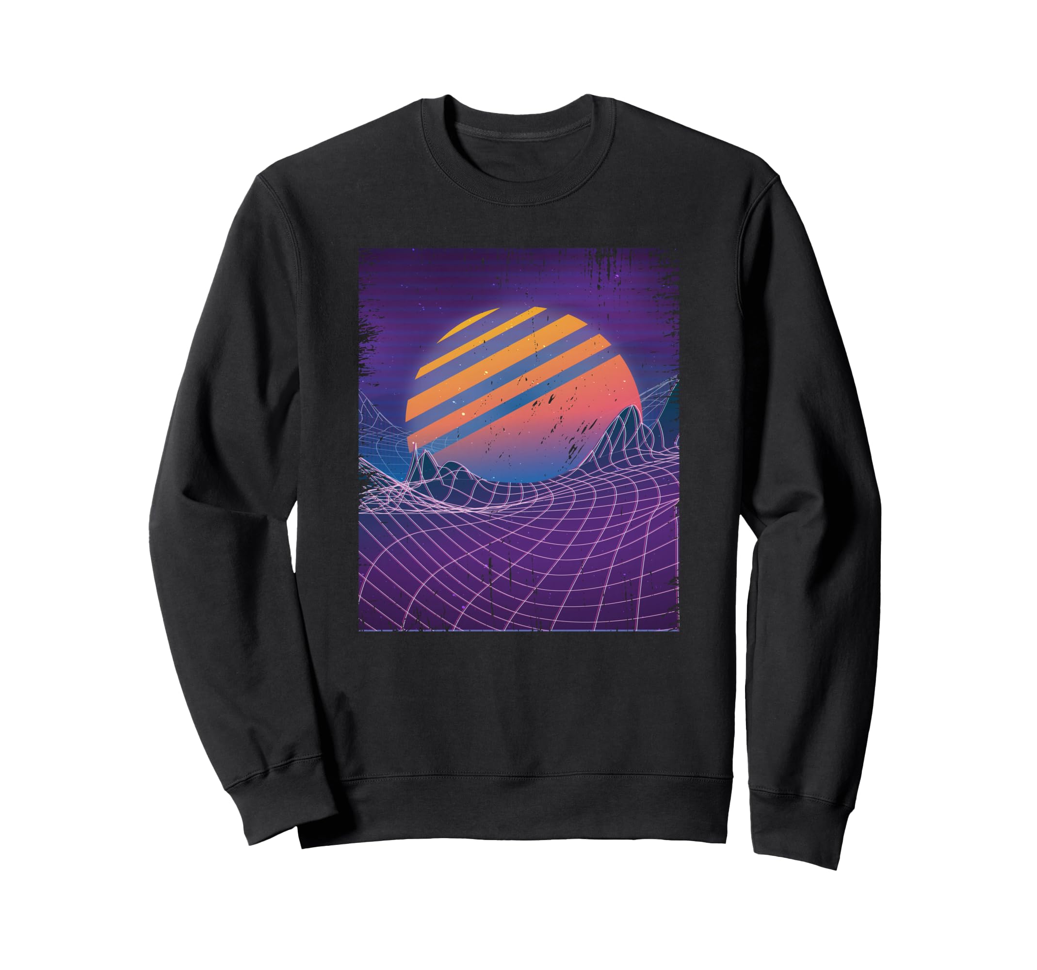 Vaporwave 80S Grid Sunset Sweatshirt - Custom Art Print for Adults - T-Shirt, Sweatshirt, Hoodie