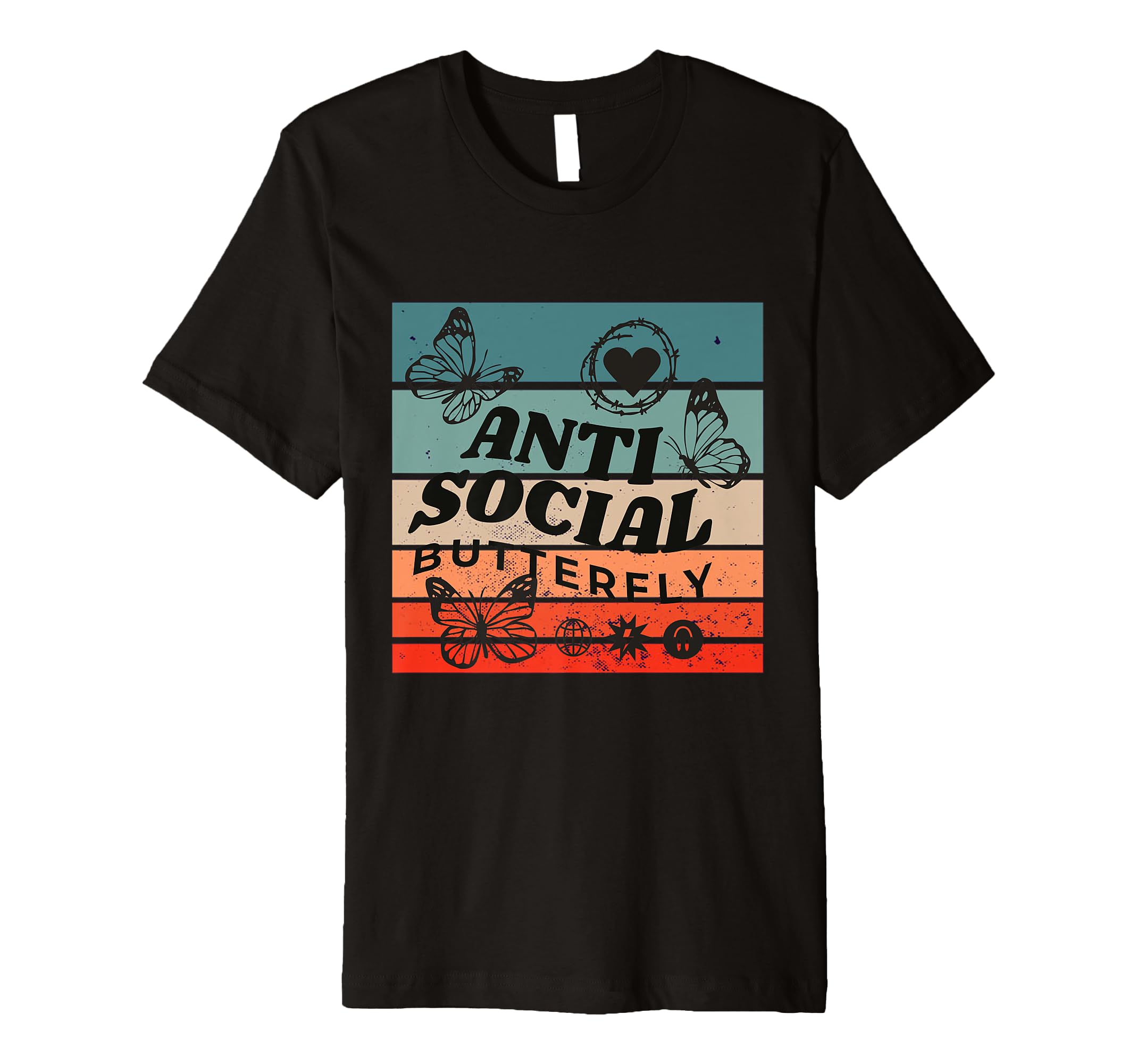 Anti Social Butterfly Barbed Wire T-Shirt - Custom Art Print Men Women - T-Shirt, Sweatshirt, Hoodie