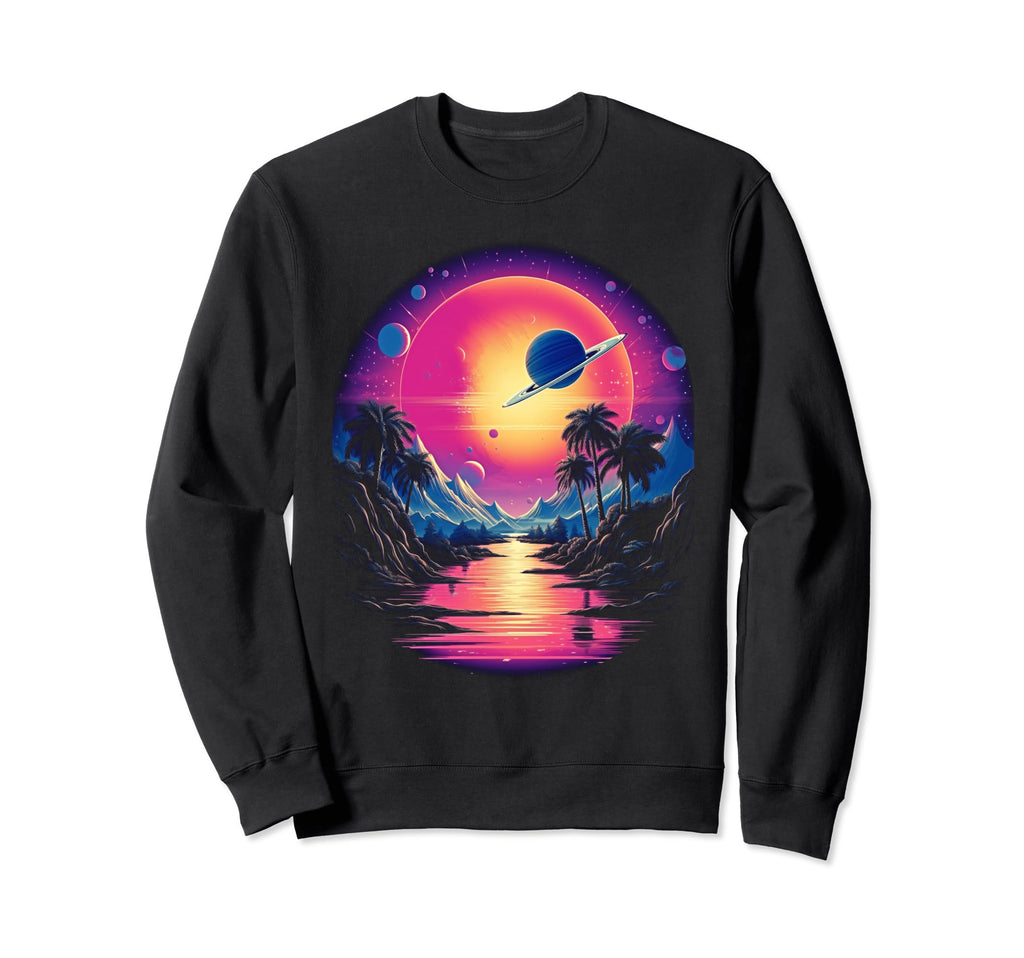 Vaporwave Solar System 80S Sweatshirt - Aesthetic Graphic for Adults - T-Shirt, Sweatshirt, Hoodie