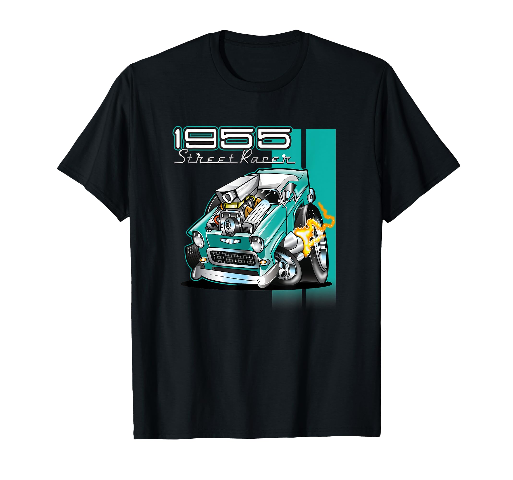 1955 Hot Rod Street Racer 50S T-Shirt - Fun Novelty Design for Adults - T-Shirt, Sweatshirt, Hoodie