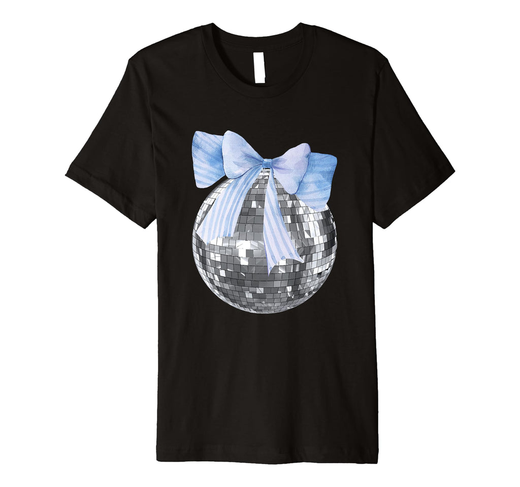 Disco Ball Blue Bow Coquette Girly T-Shirt - Unique Graphic Men Women - T-Shirt, Sweatshirt, Hoodie