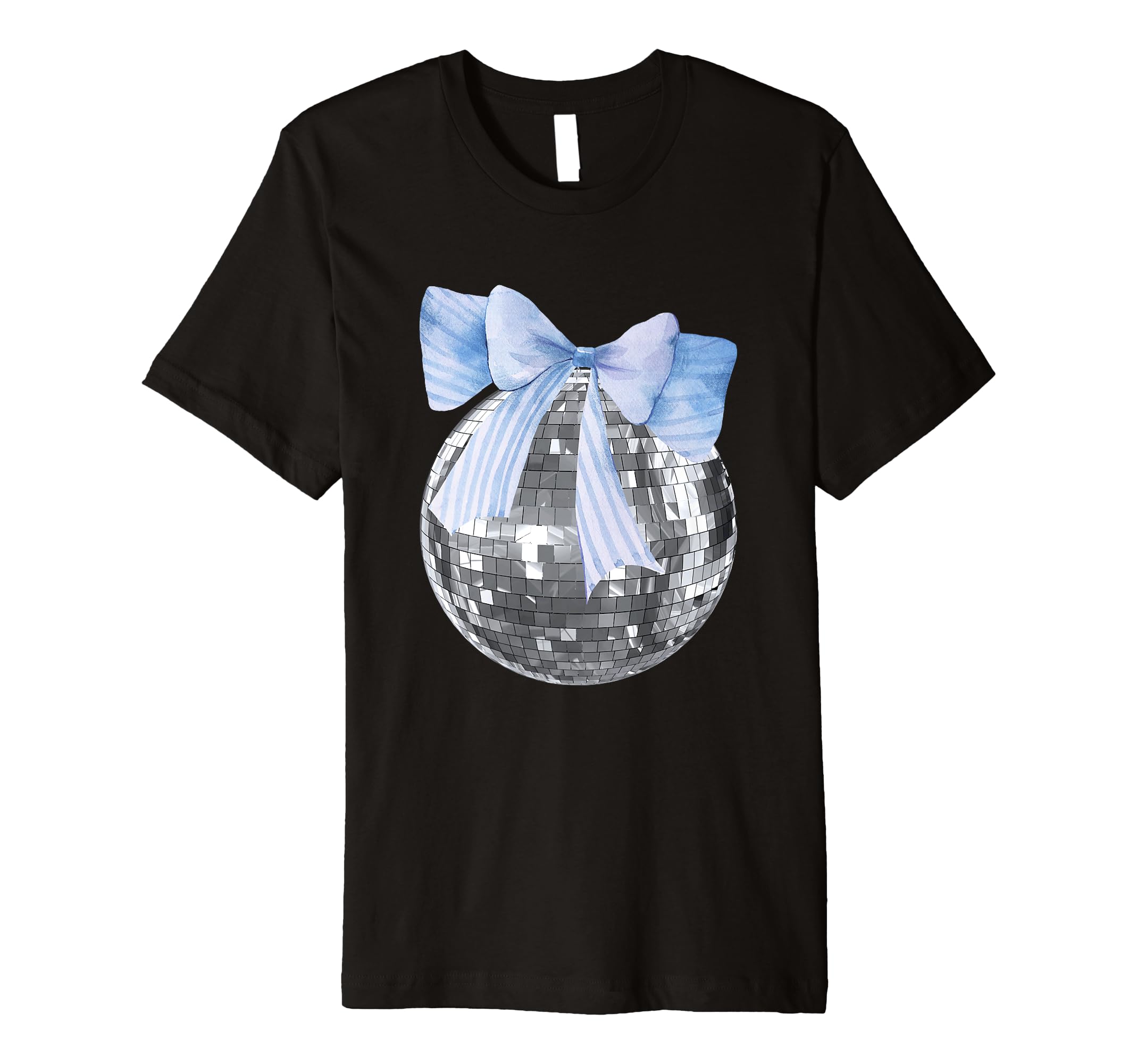 Disco Ball Blue Bow Coquette Girly T-Shirt - Unique Graphic Men Women - T-Shirt, Sweatshirt, Hoodie