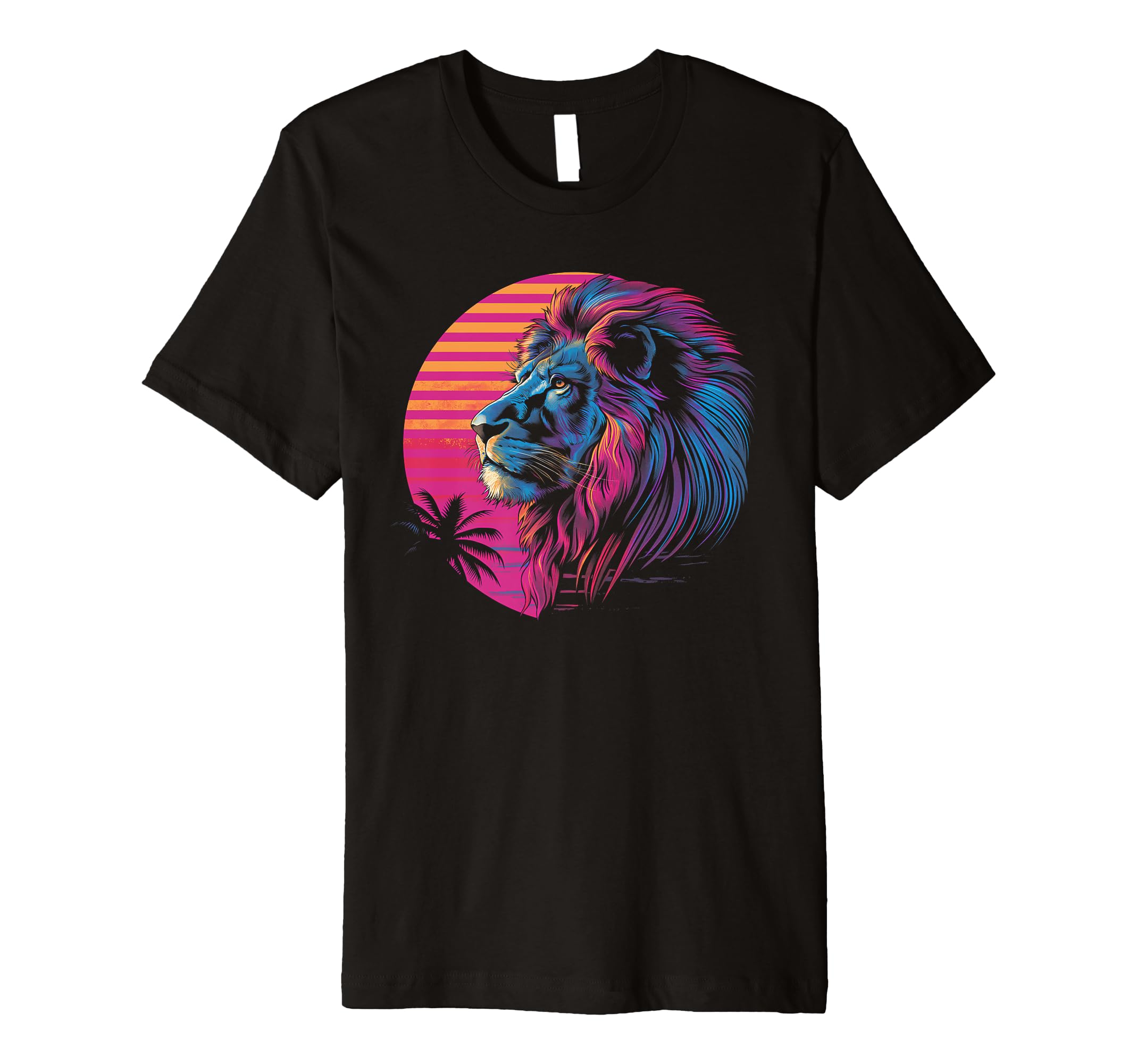 Lion Vaporwave Aesthetic Synthwave T-Shirt - Minimalist Print for Adults - T-Shirt, Sweatshirt, Hoodie