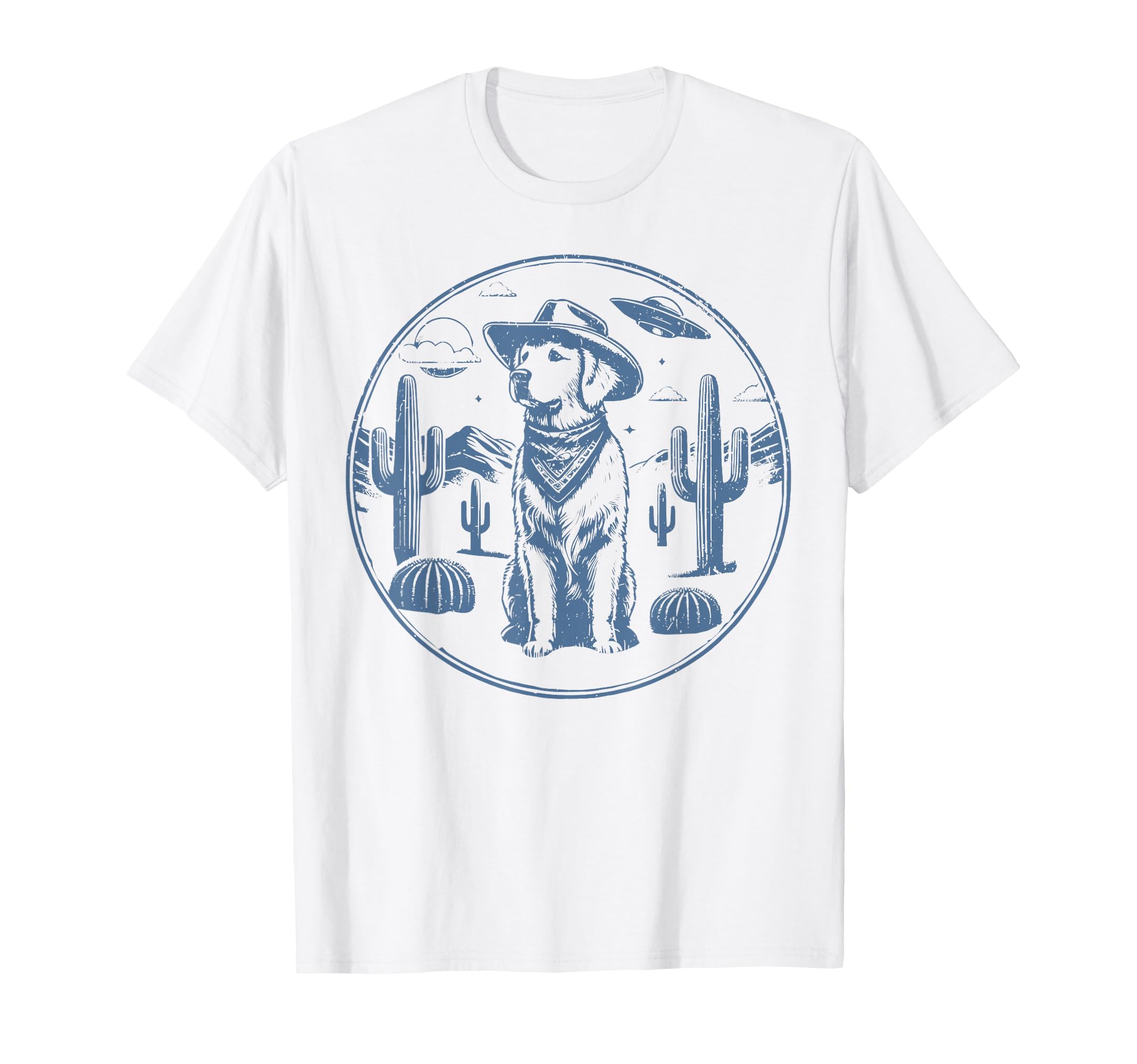 Golden Retriever Ufo 90S Western T-Shirt - Casual Everyday Wear for Adults - T-Shirt, Sweatshirt, Hoodie