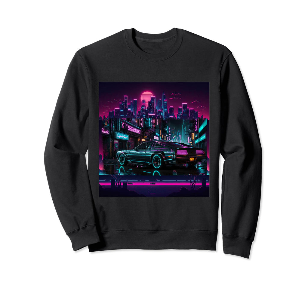 Retrowave Synthwave Aesthetic Sports Car Sweatshirt - Graphic Print Unisex - T-Shirt, Sweatshirt, Hoodie
