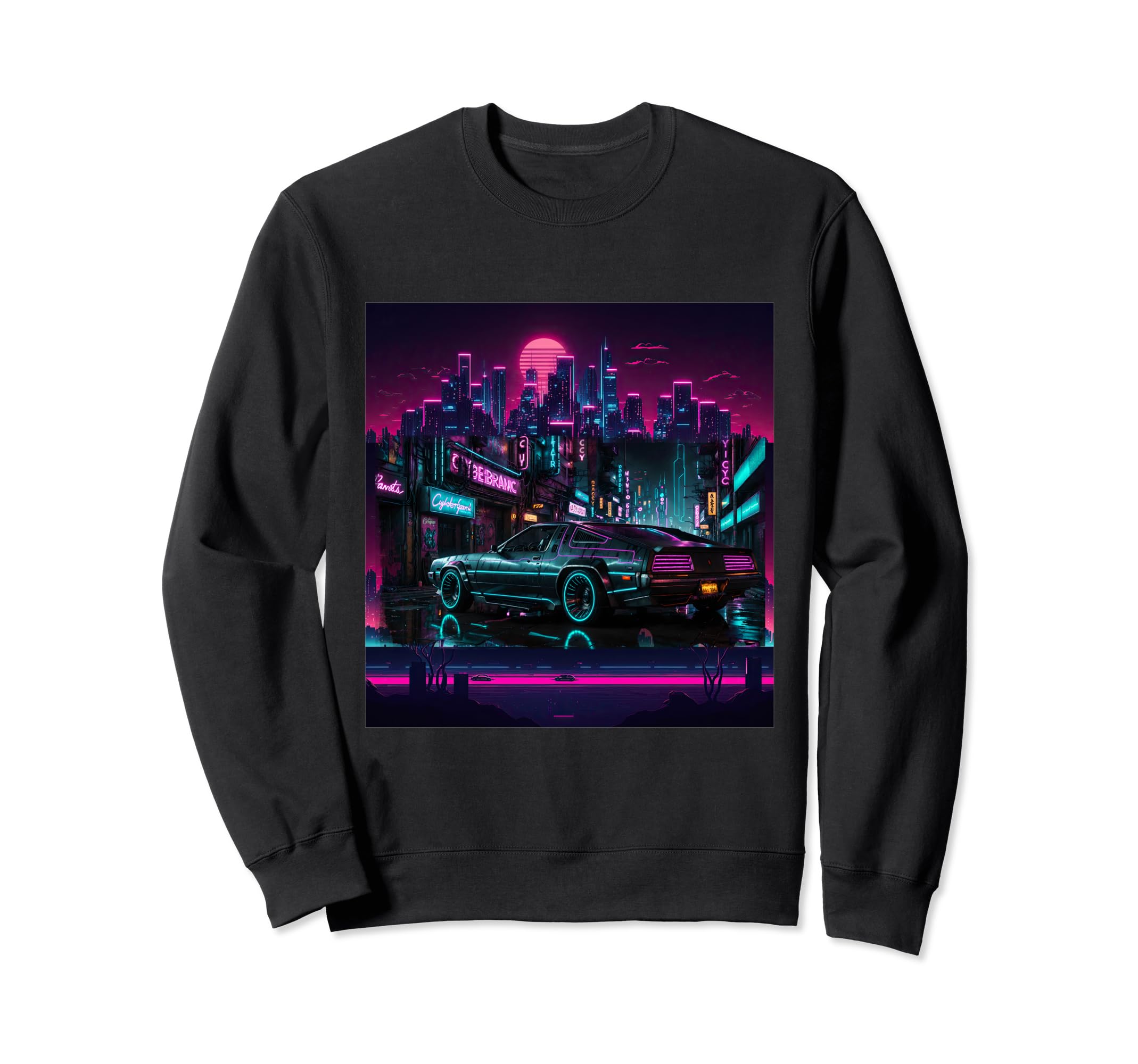Retrowave Synthwave Aesthetic Sports Car Sweatshirt - Graphic Print Unisex - T-Shirt, Sweatshirt, Hoodie