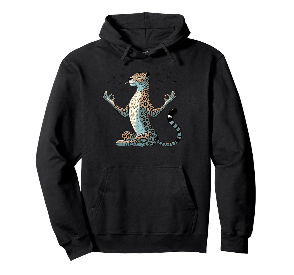 Meditation Leopard Yoga Pose Relaxing Hoodie - Aesthetic Graphic Unisex - T-Shirt, Sweatshirt, Hoodie