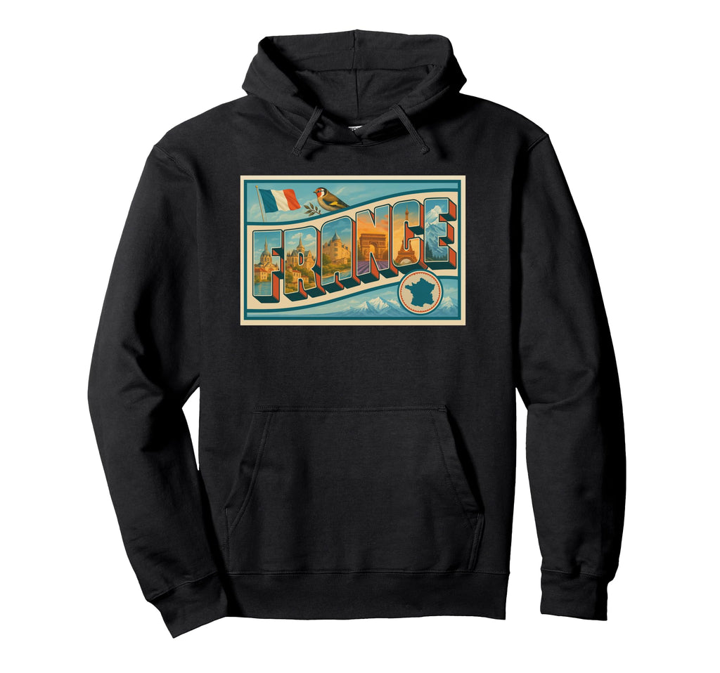 France Letters 50S Travel Art Hoodie - Casual Everyday Wear Unisex - T-Shirt, Sweatshirt, Hoodie