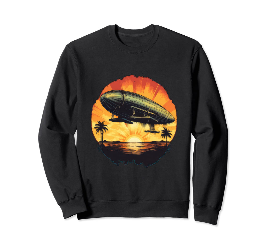 Zeppelin Sunrise Airship 70S 80S Sweatshirt - Minimalist Print Unisex - T-Shirt, Sweatshirt, Hoodie