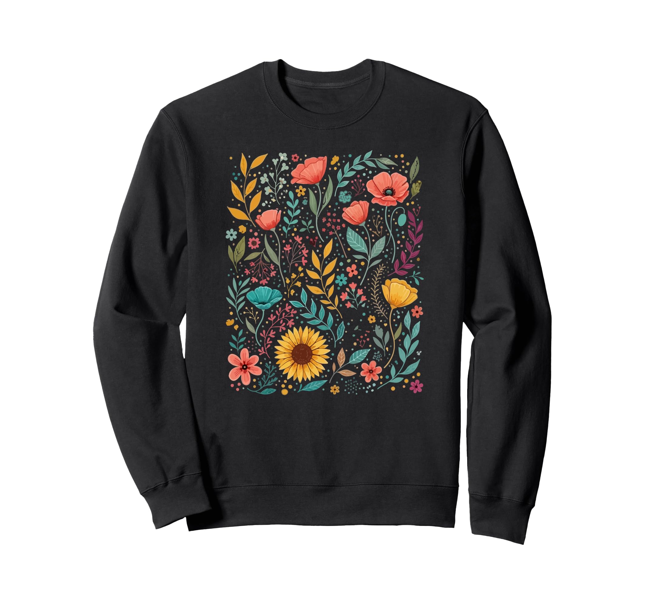 Wildflower Floral Botanical Boho Sweatshirt - Minimalist Print Men Women - T-Shirt, Sweatshirt, Hoodie