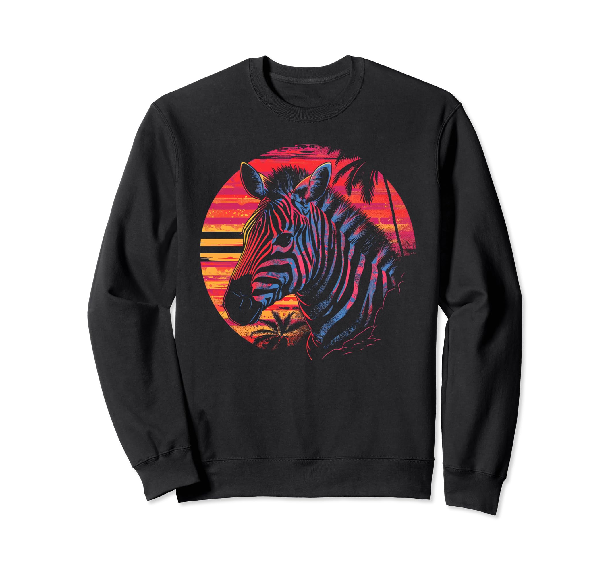 Zebra Vaporwave Aesthetic Synthwave 80S Sweatshirt - Unique Graphic Unisex - T-Shirt, Sweatshirt, Hoodie
