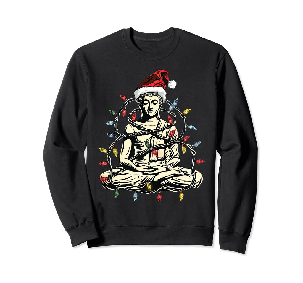 Funny Meditation Buddha Santa Hat Sweatshirt - Custom Art Print for Adults - T-Shirt, Sweatshirt, Hoodie