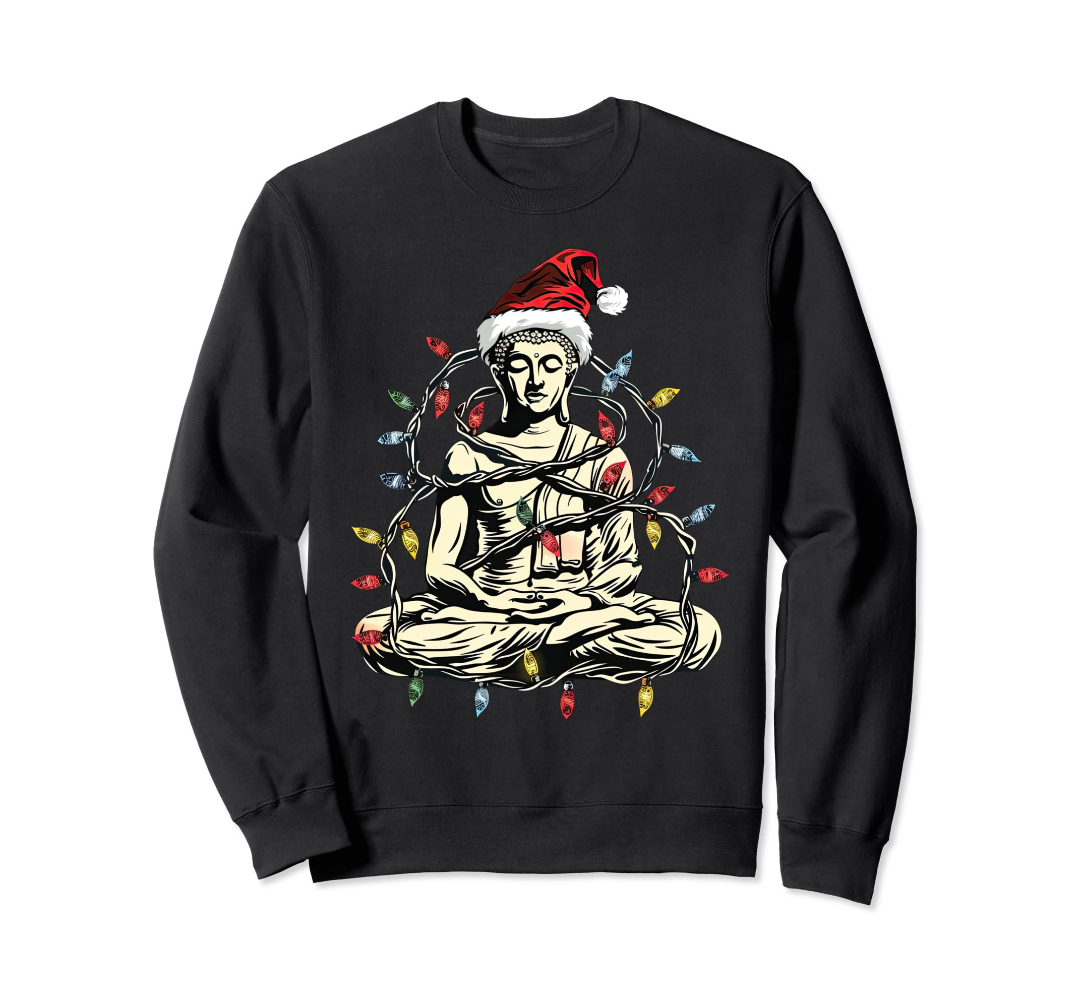 Funny Meditation Buddha Santa Hat Sweatshirt - Custom Art Print for Adults - T-Shirt, Sweatshirt, Hoodie