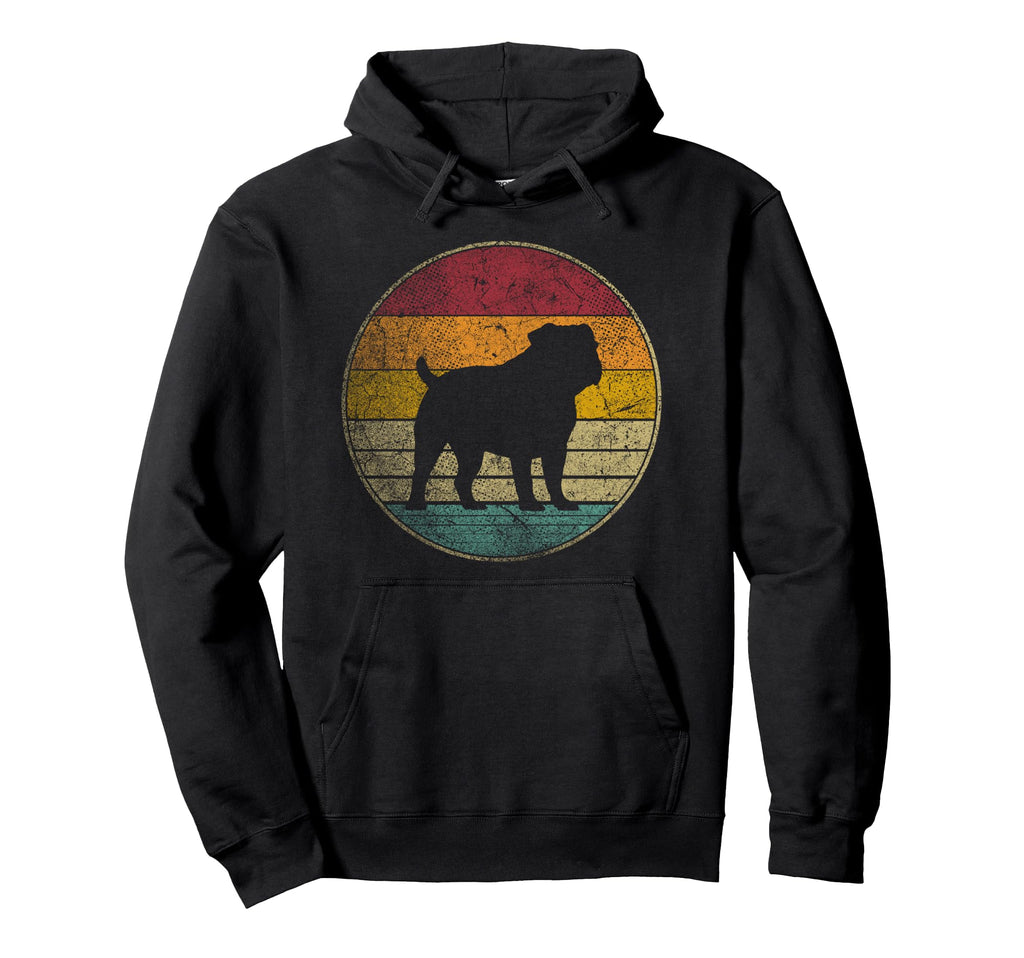 English Bulldog Dog Silhouette 70S Hoodie - Casual Everyday Wear Men Women - T-Shirt, Sweatshirt, Hoodie